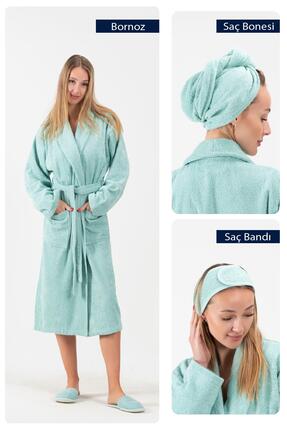 Ender Home CottonVerse 3'lü Bornoz Seti - %100 Pamuk Bornoz , Saç Bonesi , Sa...