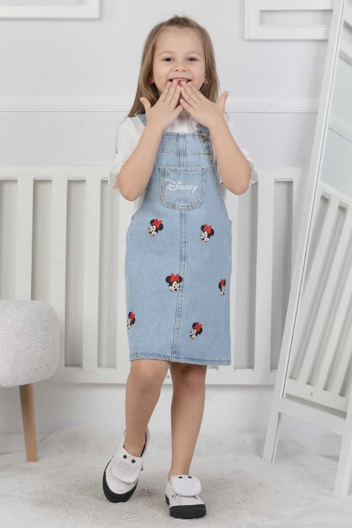 CC Design Mickey Mouse Desenli Çocuk Kot Jile Elbise fotoğrafı 3 (önizleme)