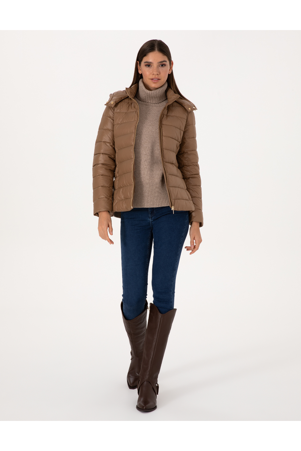 Pierre Cardin  Camel Çıkarılabilir Kapüşonlu Mont 50314169-VR015 - Görsel 4