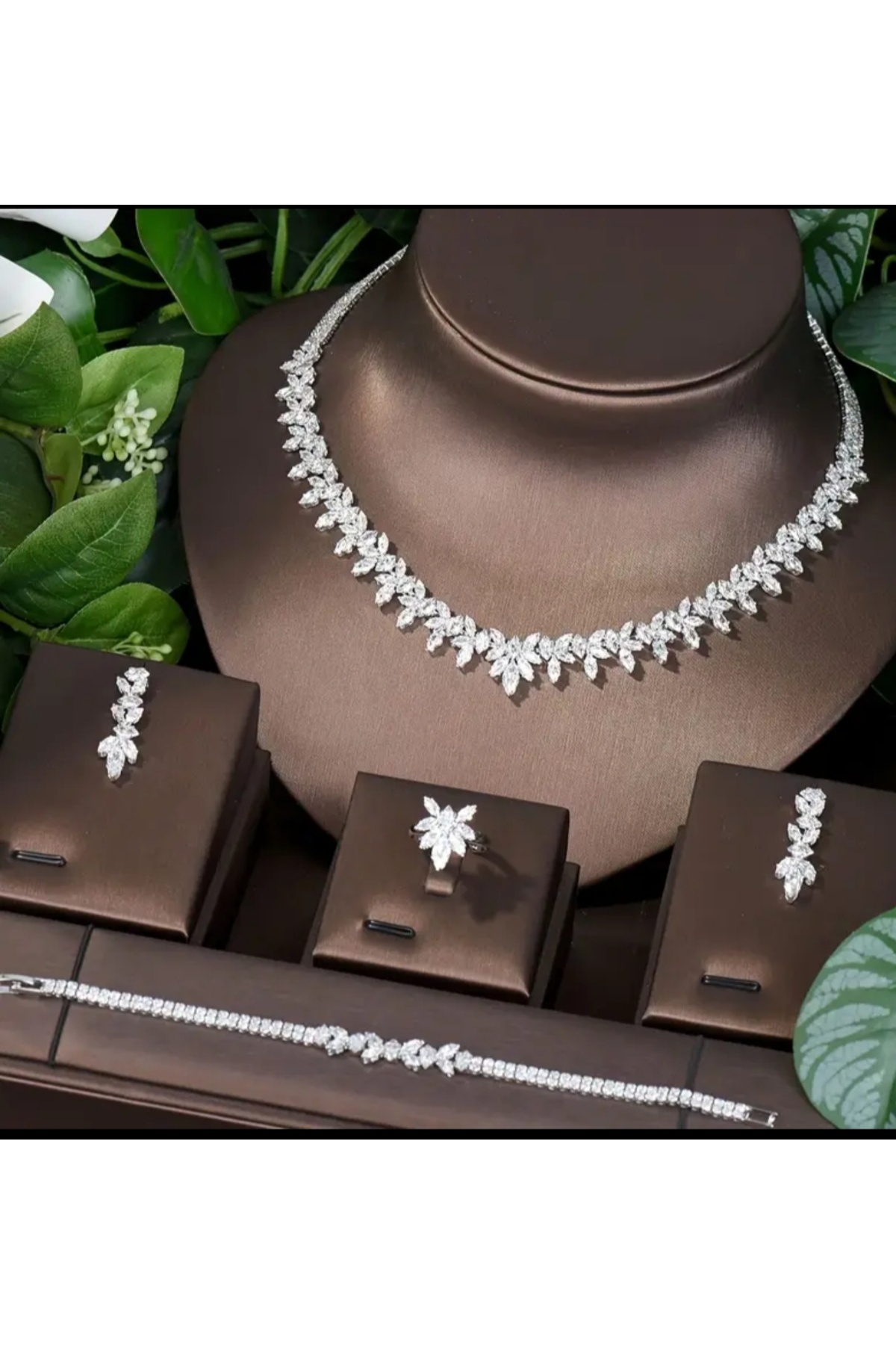 Accessories Zirkon Gelin Seti,Taç,Kolye,Küpe,Yuzuk