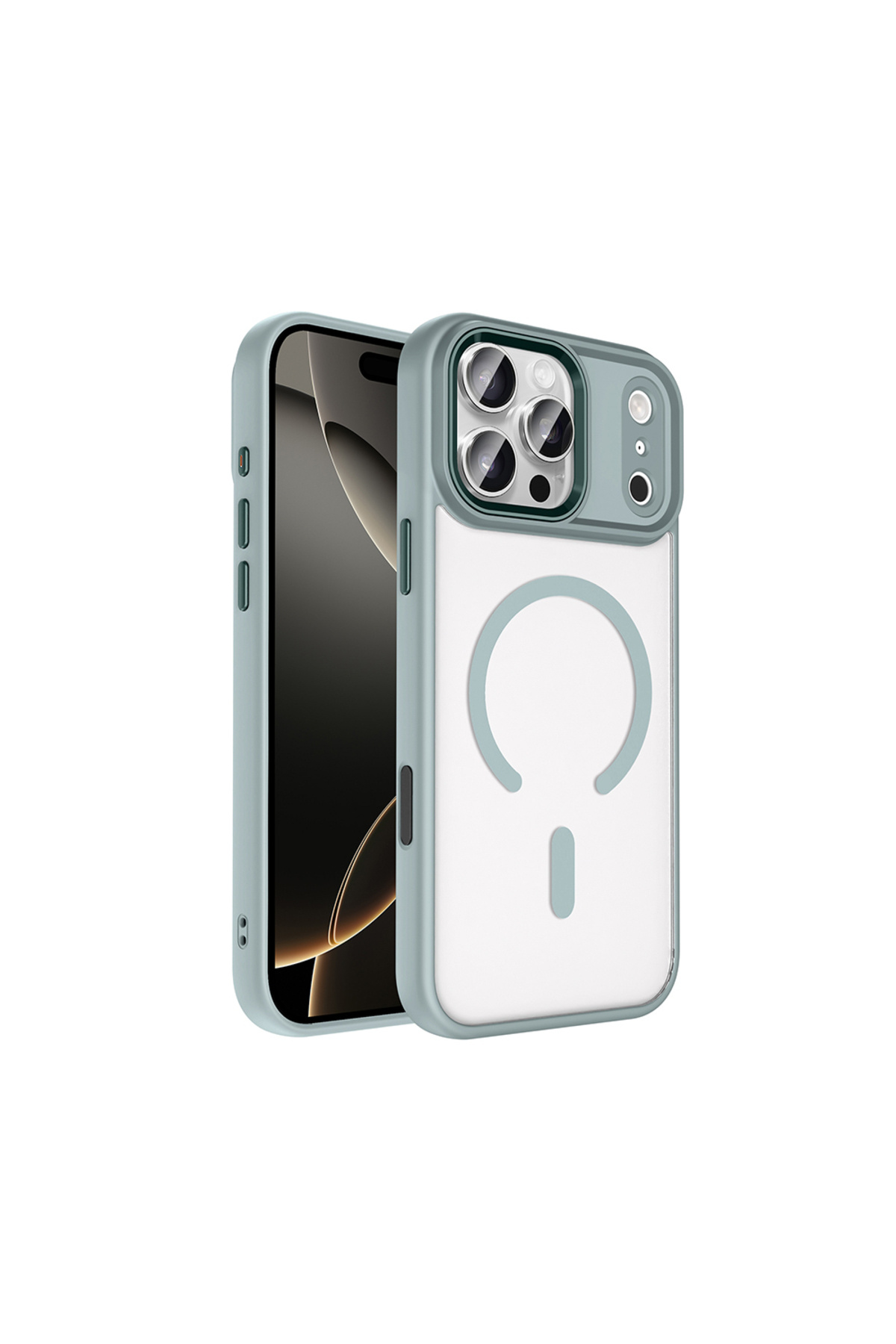 Başkenttekno iPhone 17 Pro Kılıf Wireless Şarj Özellikli Krom M-safe Silikon Kapak