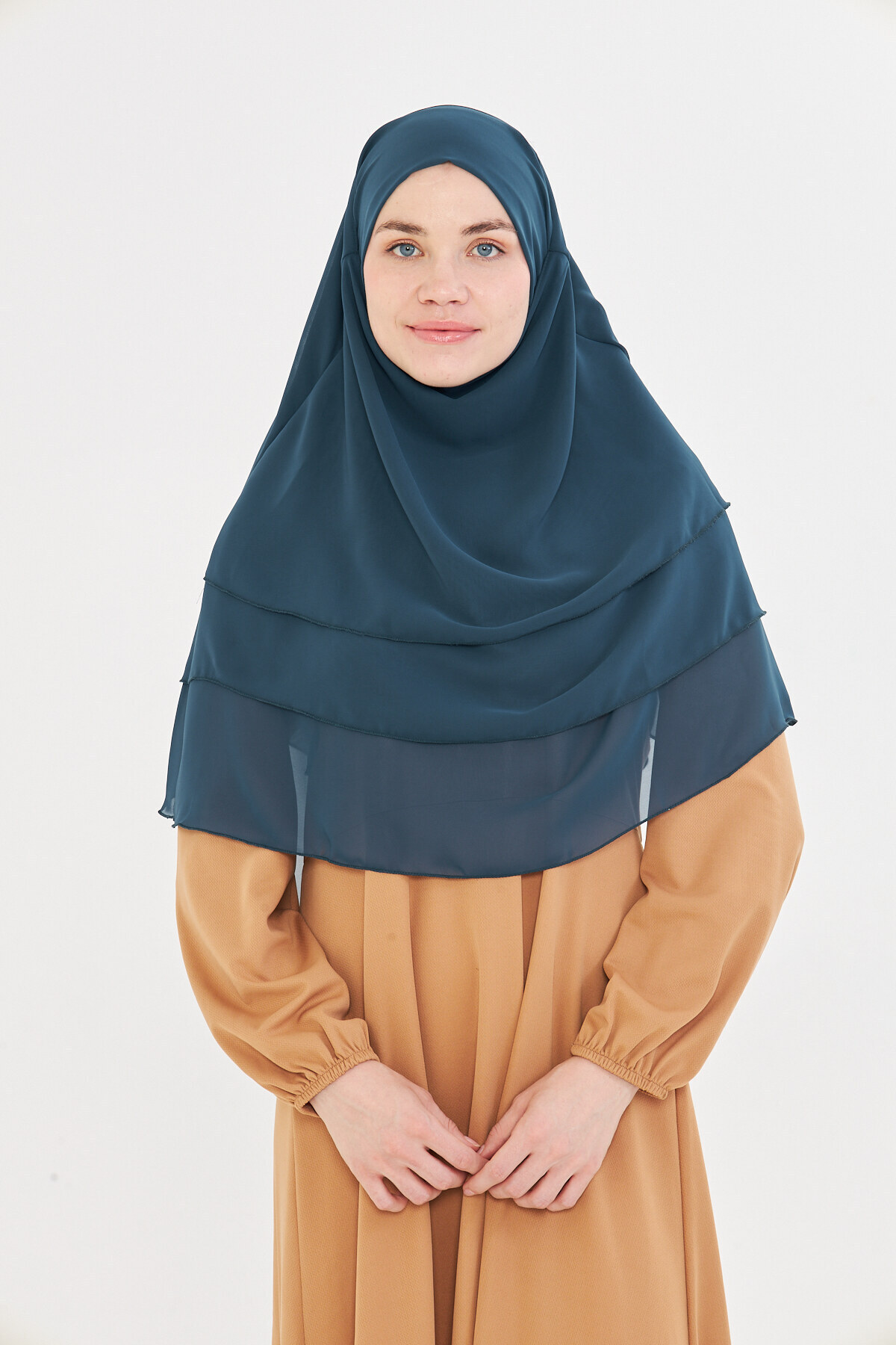 Modestia Kadın Şifon Kat Kat Tesettür Şal – Bağlamalı Niqablı Model