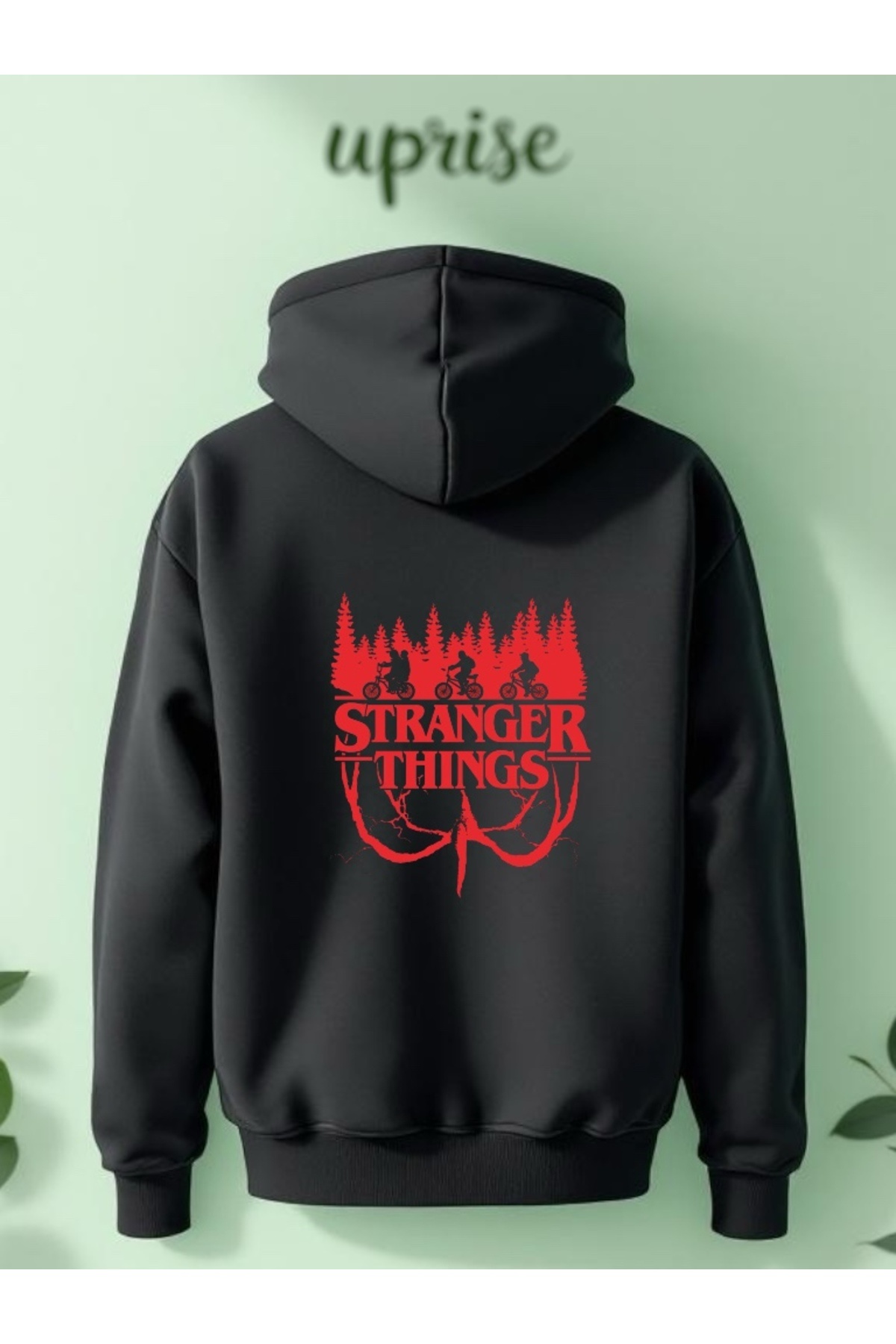 Vordevia Stranger Things Baskılı Pamuklu 3 İplik Oversize Sweatshirt