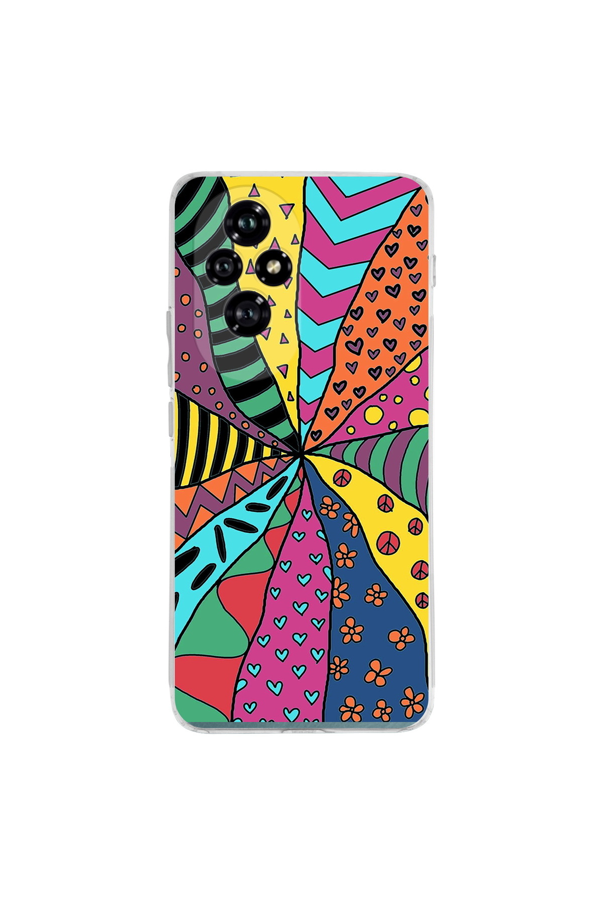 PrintiFy Huawei Honor 200 İle Uyumlu Retro Color 4 Baskılı Kamera Korumalı Şeffaf Kılıf