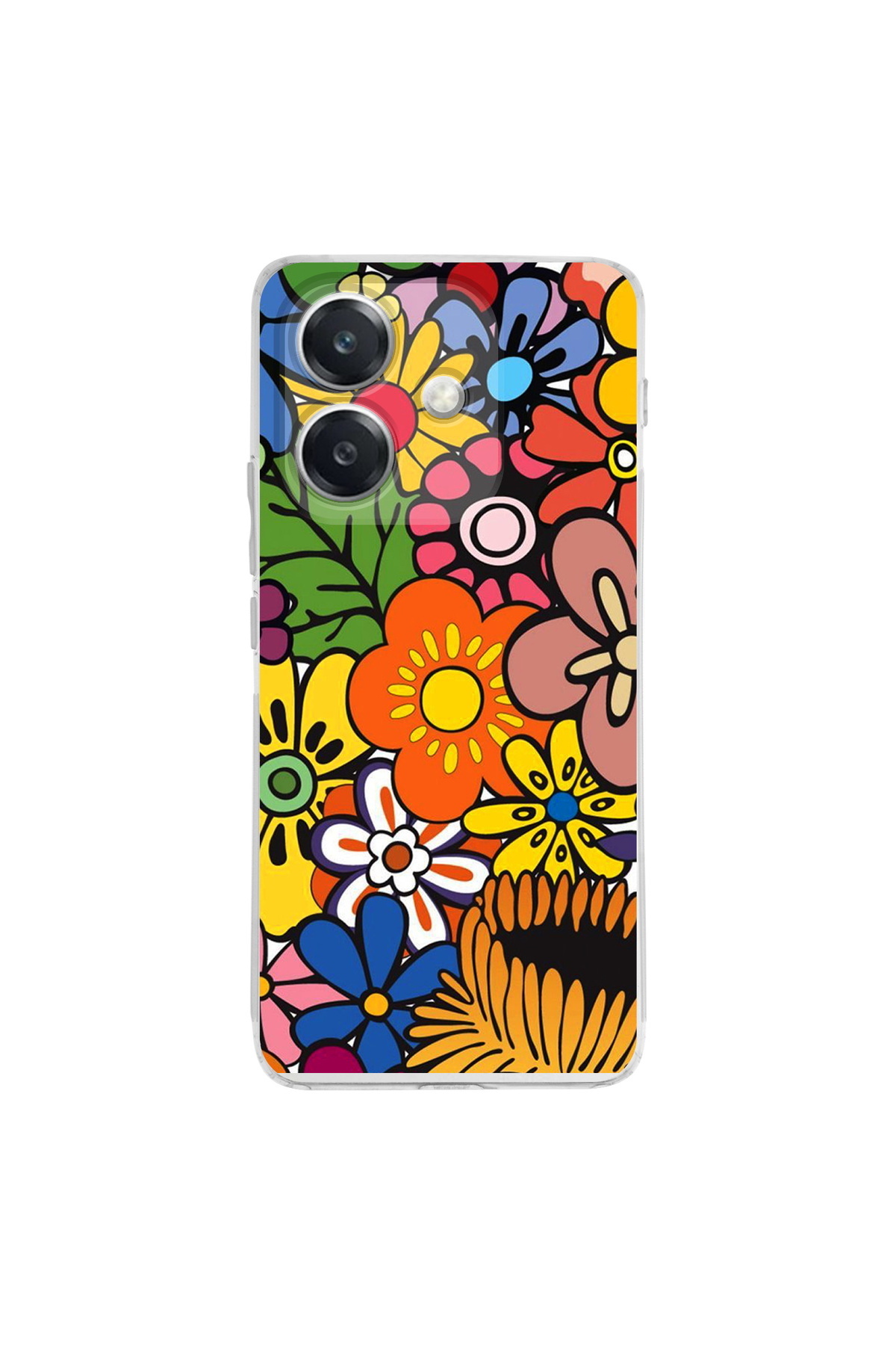 Oppo A3 İle Uyumlu Retro Color 2 Baskılı Kamera Korumalı Şeffaf Kılıf