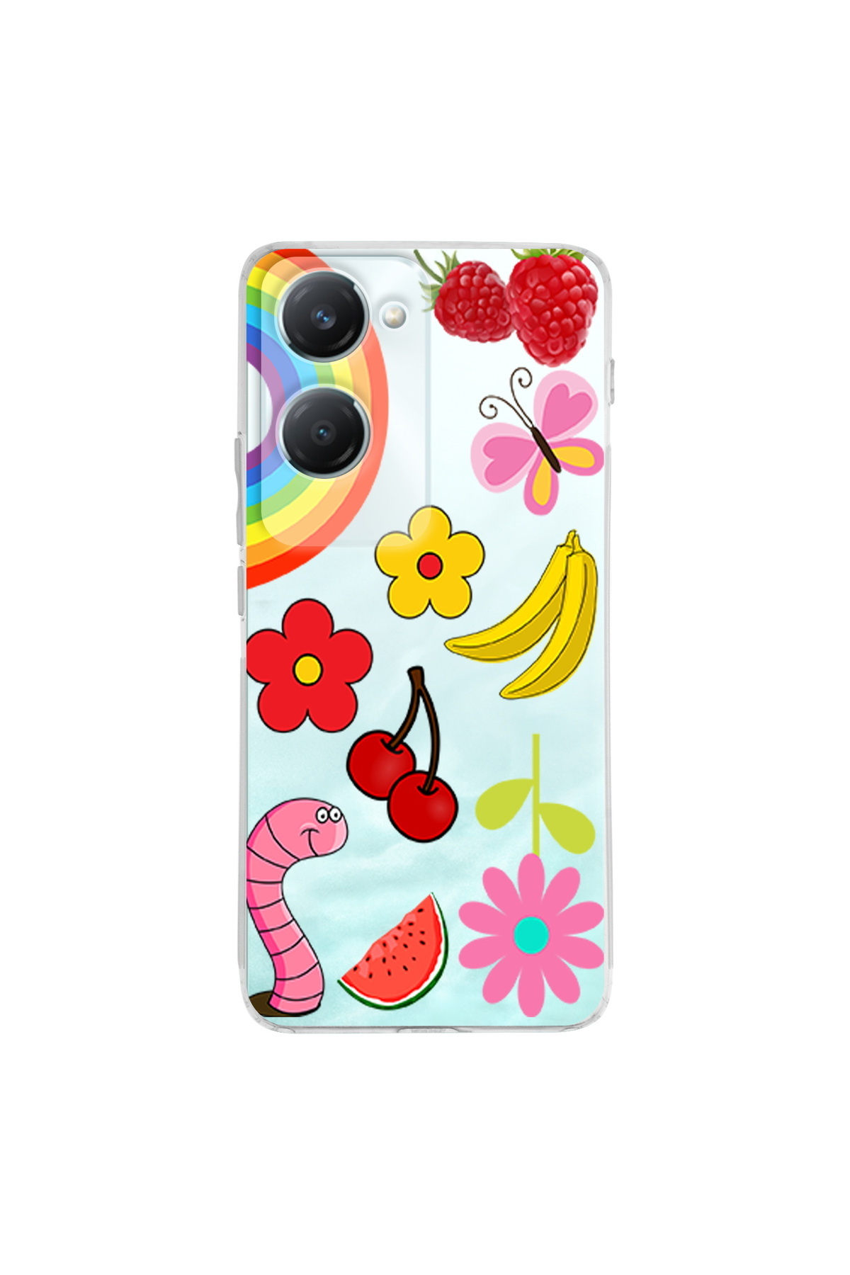 Vivo Y18 İle Uyumlu Water Color 5 Baskılı Kamera Korumalı Şeffaf Kılıf