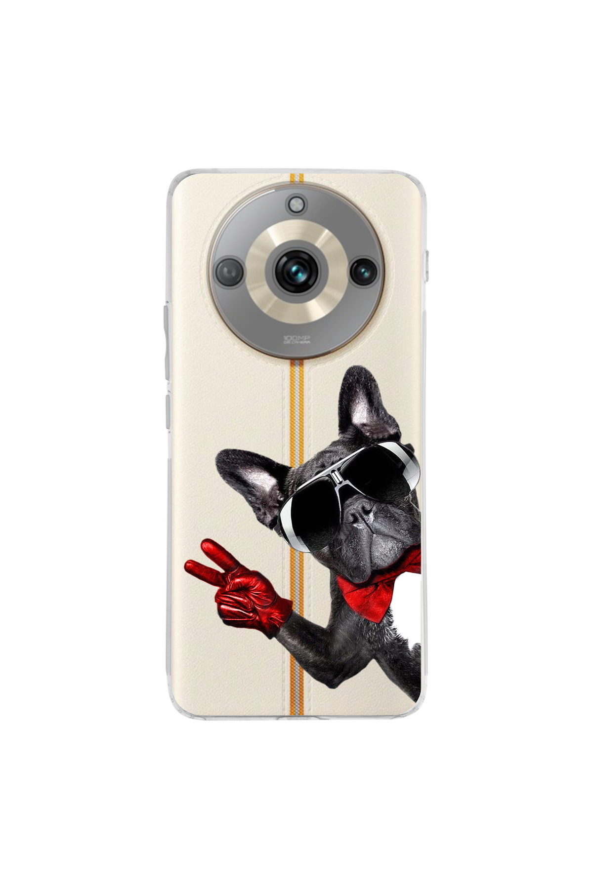 Realme 11 Pro İle Uyumlu Köpek 2 Baskılı Kamera Korumalı Şeffaf Kılıf
