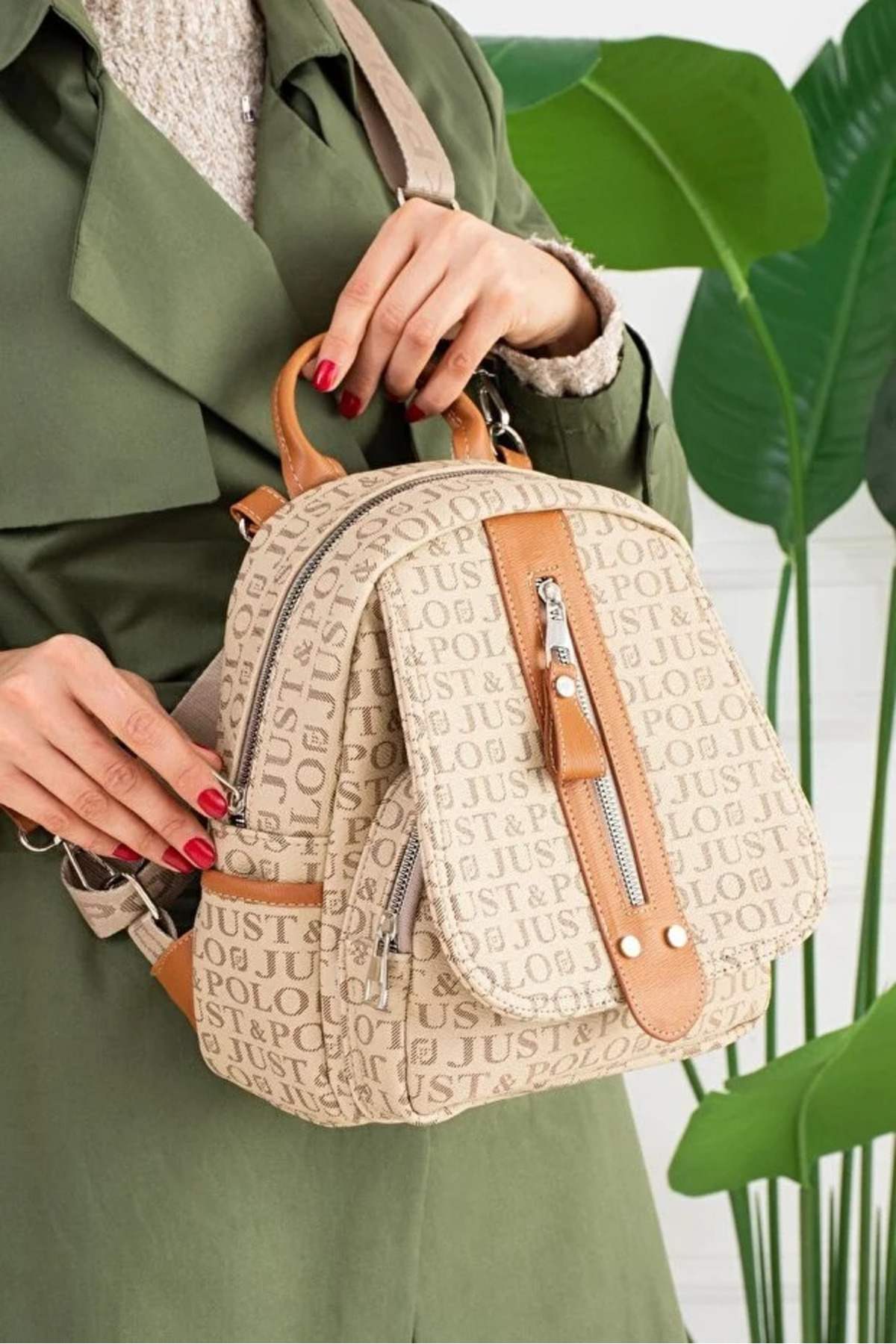 Just Polo Kadın Günlük Kullanıma Uygun Su Geçirmez Çok Bölmeli Sırt Çantası Shopper