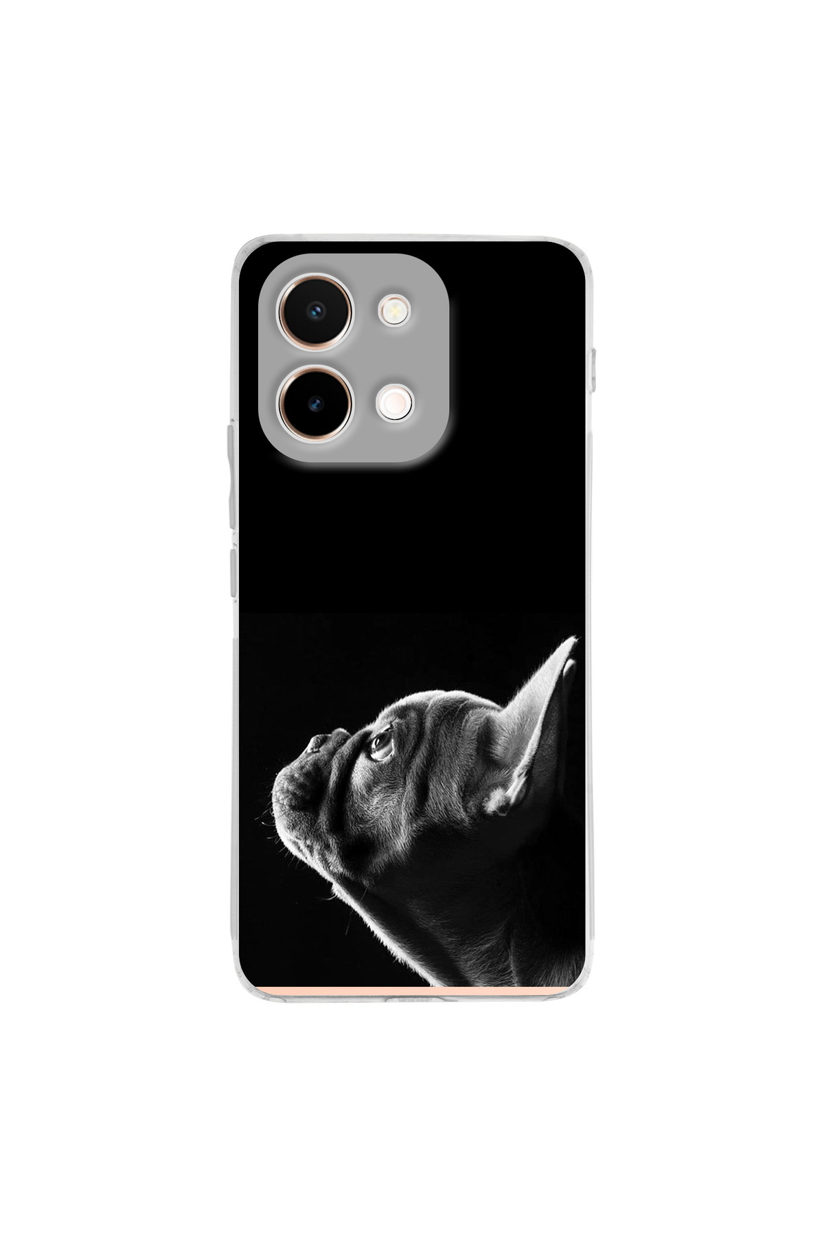 Vivo Y28 İle Uyumlu Köpek 1 Baskılı Kamera Korumalı Şeffaf Kılıf