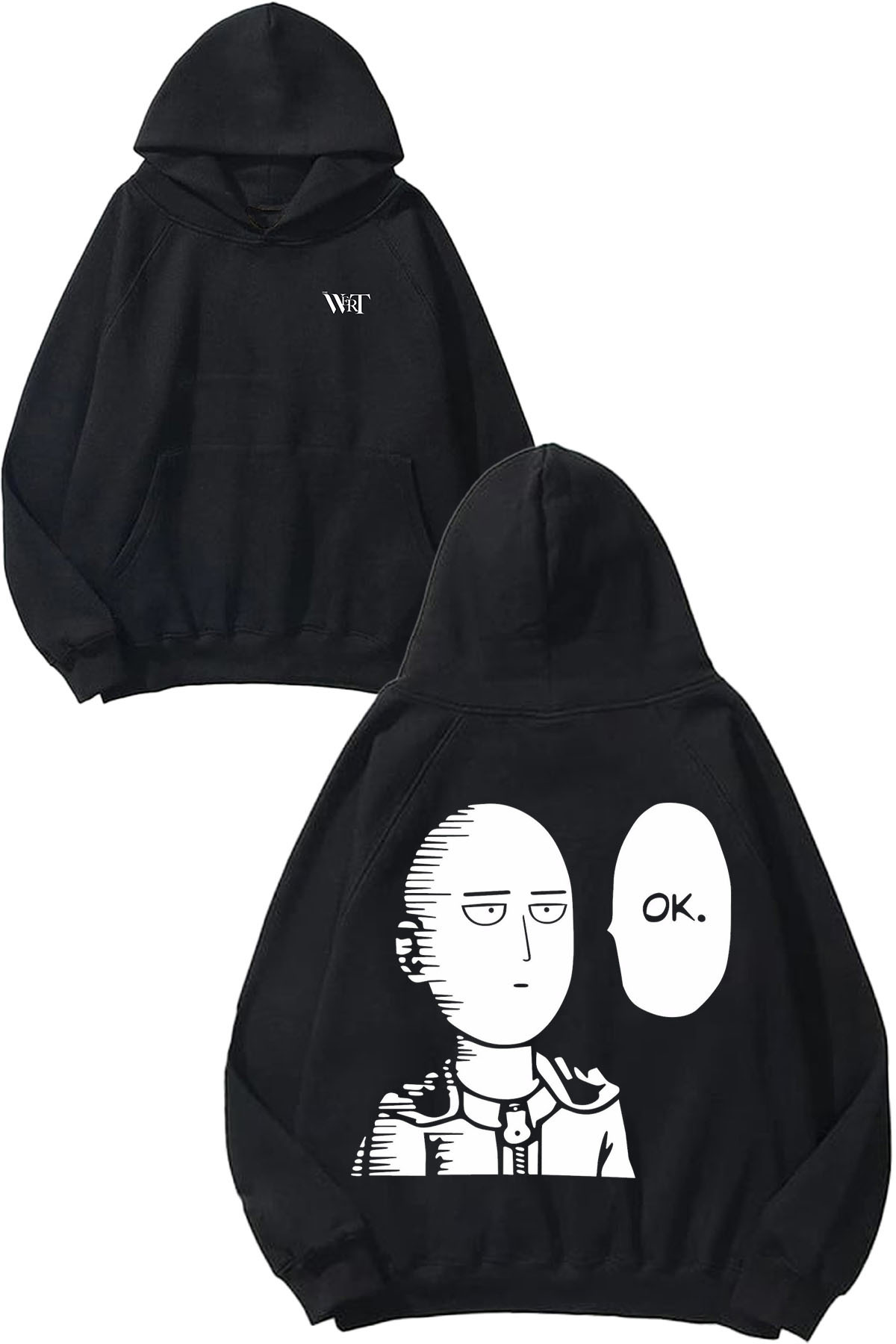 THEWERT One Punch Man 1 Design Back Printed Black Hooded Sweatshirt