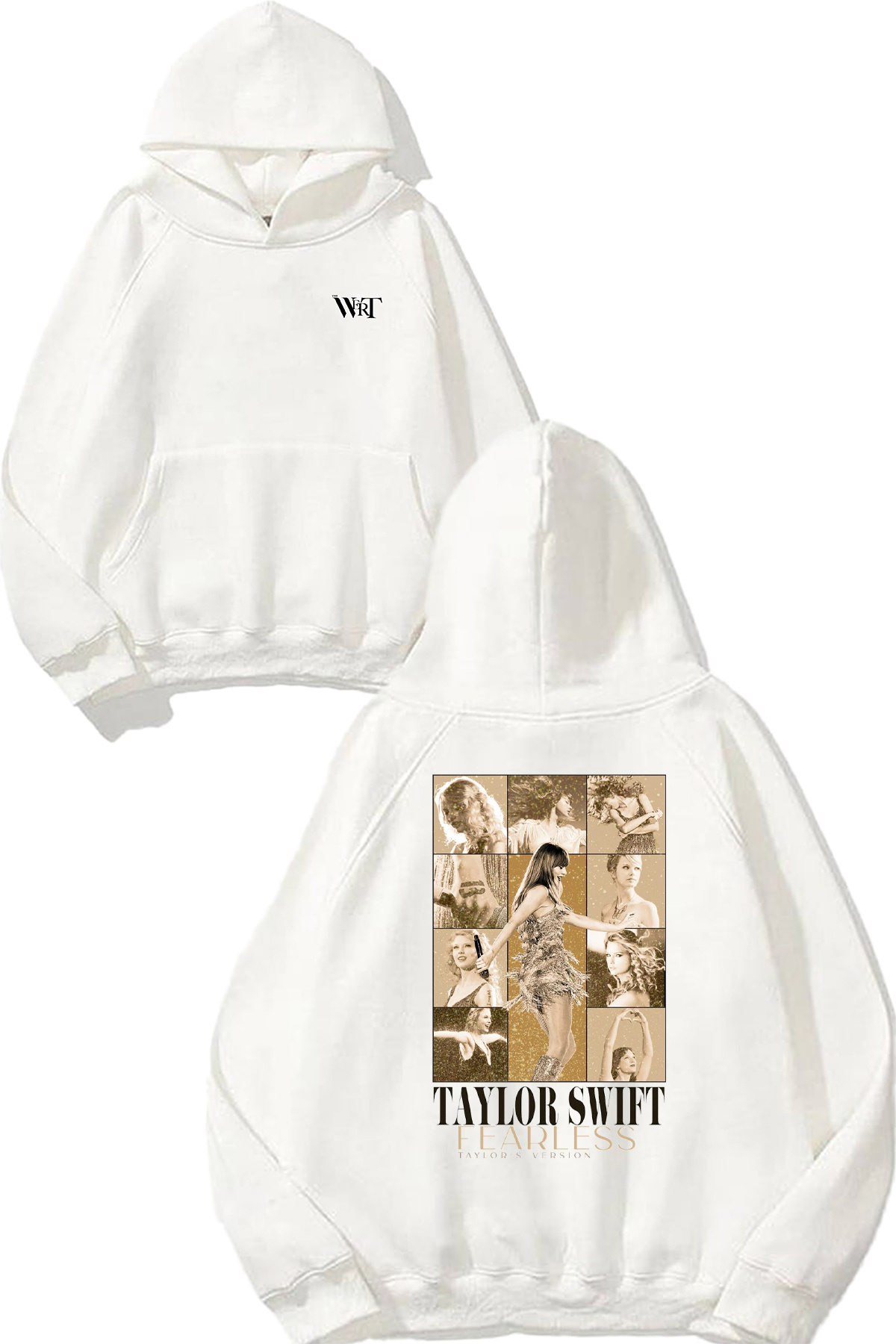 THEWERT Taylor Swift 8 Tasarım Sırt Baskılı Beyaz Kapüşonlu Sweatshirt