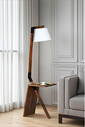 Lambazade Kahverengi Renk Sehpalı Helma Modern Lambader Siyah Başlık