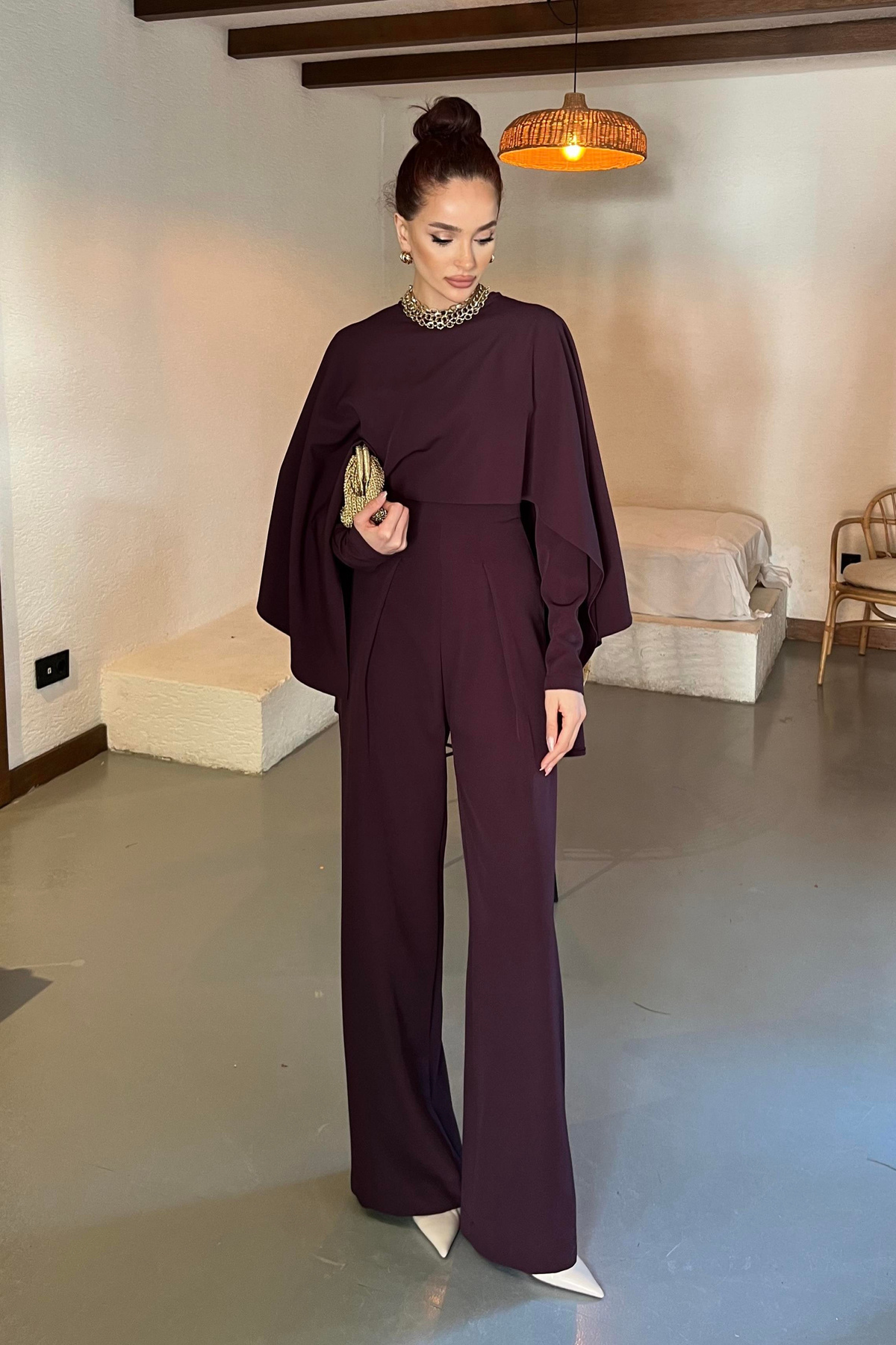 Gülmude  Cool Premium Pelerinli Şık Takım Tulum - Görsel 2