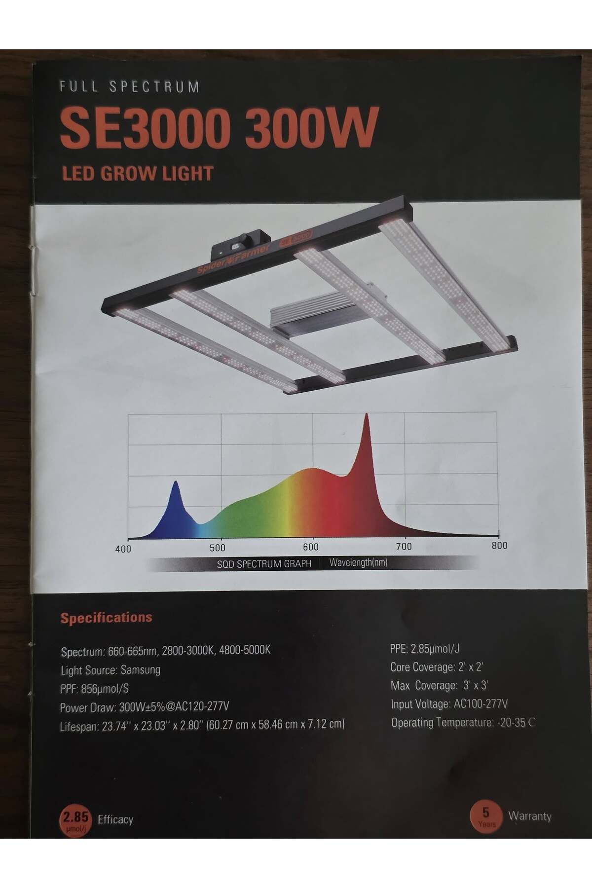 Spider Farmer SE3000 LED Bitki Yetiştirme Lambası 300W - Fiyatı