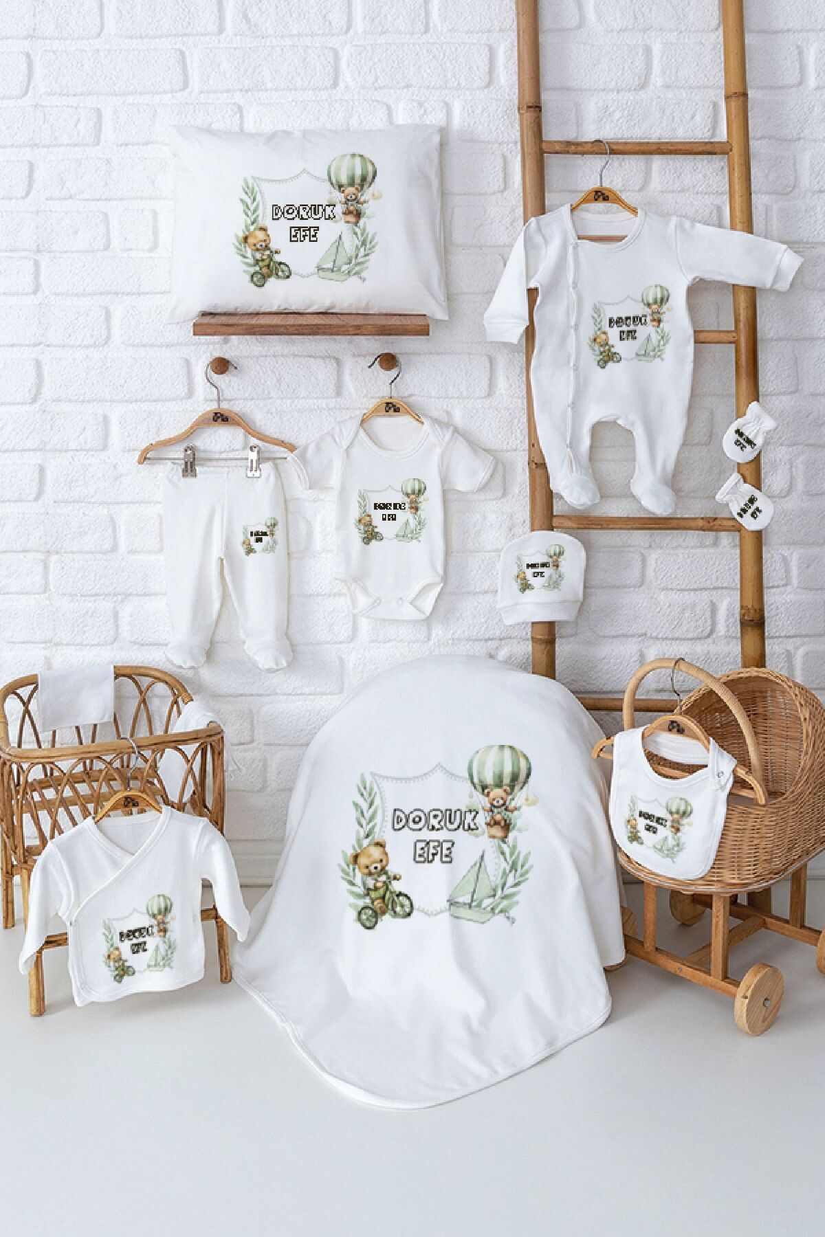 Pia Baby Kutulu İsme Özel 11 Parça %100 Pamuk Bebek Hastane Çıkışı Seti
