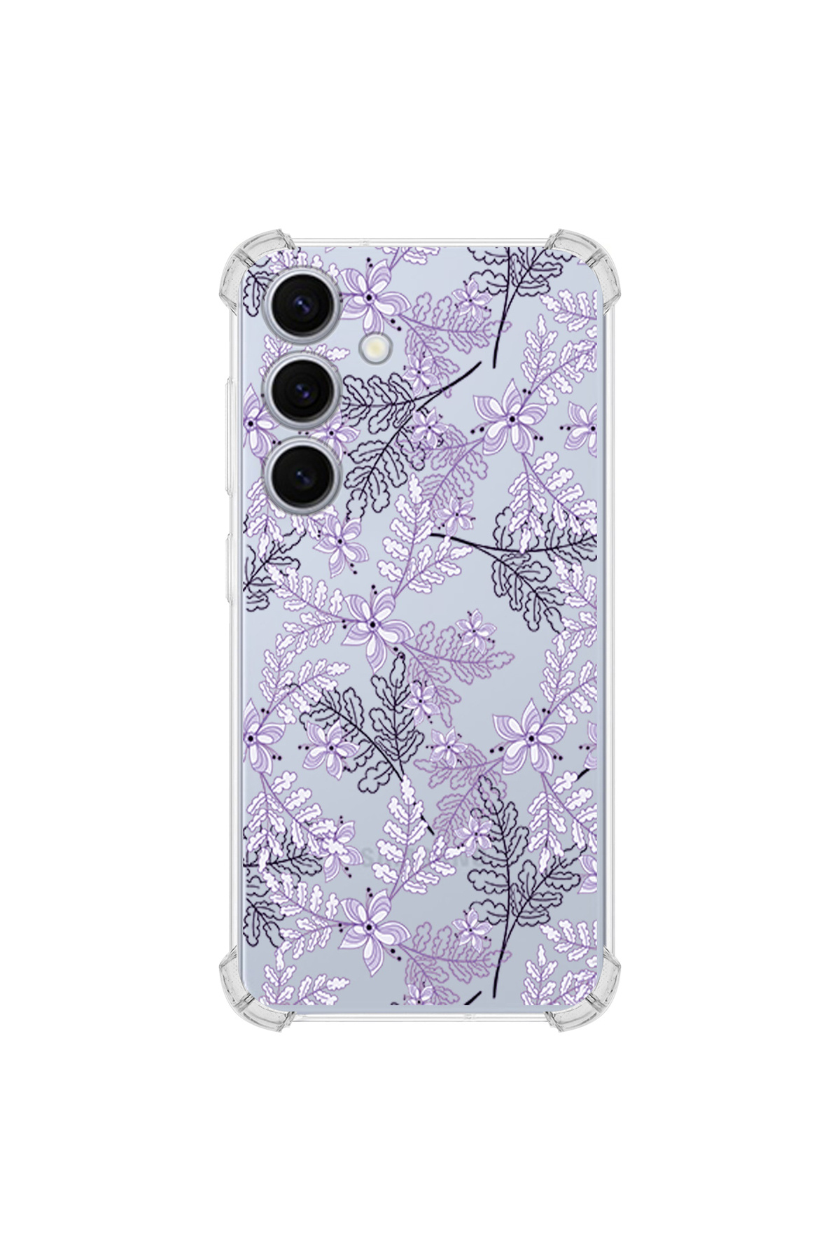 PrintiFy Samsung Galaxy S25 Plus ile Uyumlu Floral Lila Tasarımlı Antişok Kılıf