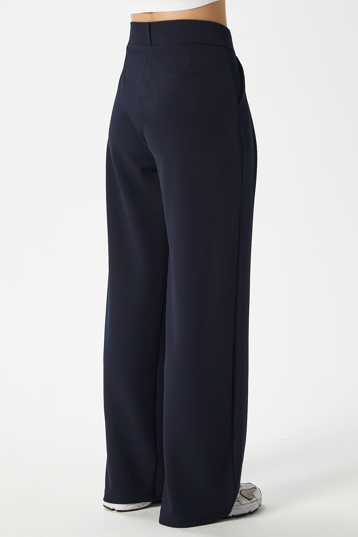 Ritnice  Likra Serisi Viora Açık Pile Esnek Lacivert Palazzo Pantolon - Görsel 6