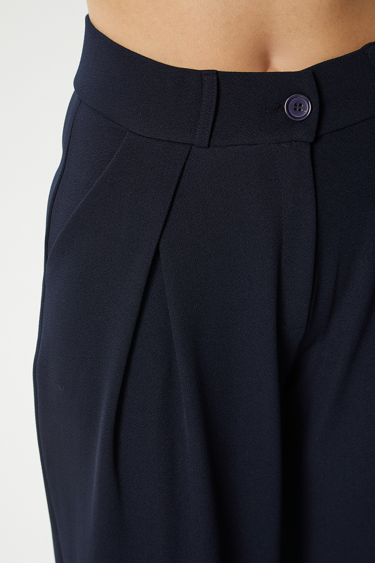 Ritnice  Likra Serisi Viora Açık Pile Esnek Lacivert Palazzo Pantolon - Görsel 2