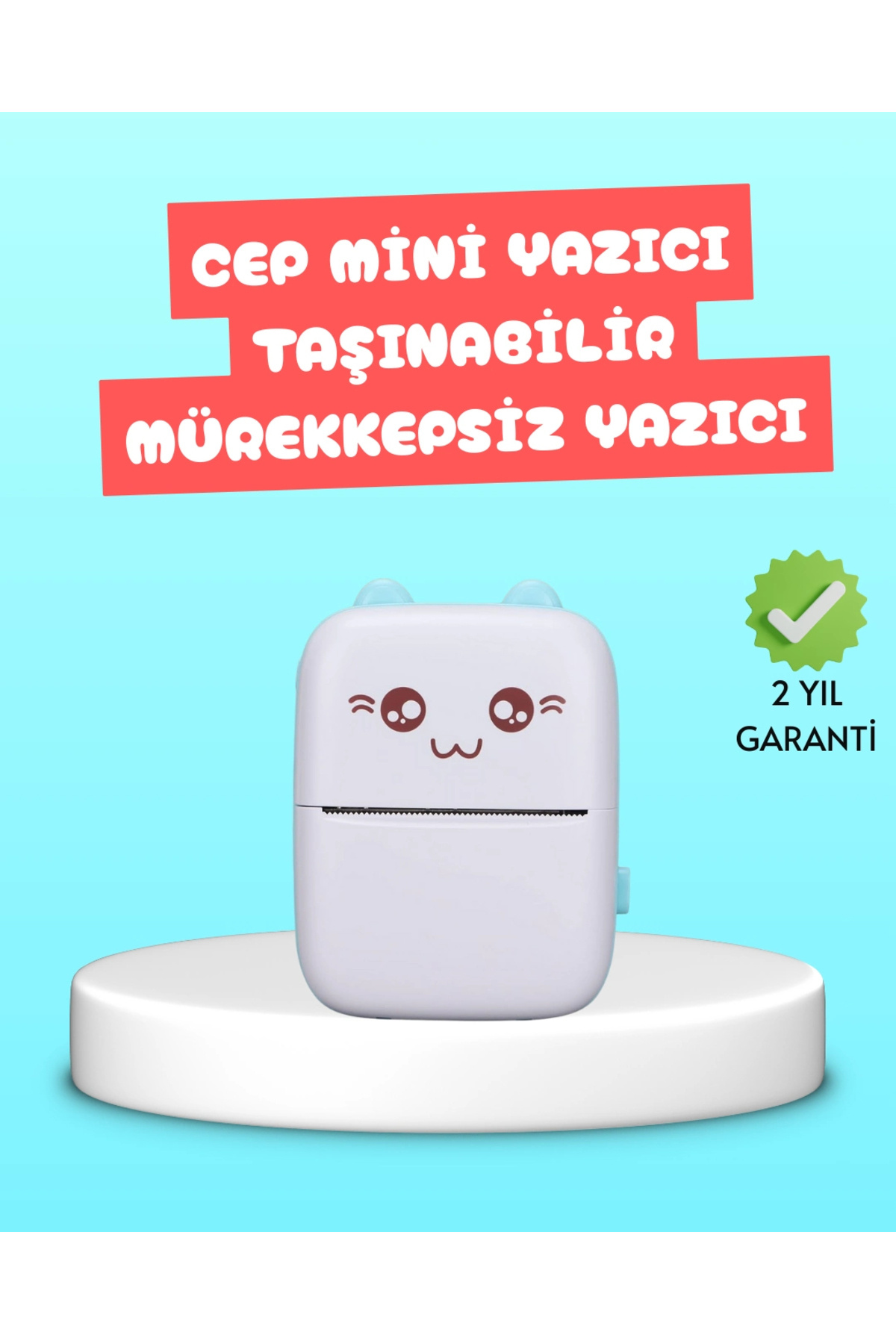 shopwave Mini Termal Yazıcı Kablosuz Taşınabilir Bluetooth Bağlantılı 200 DPI