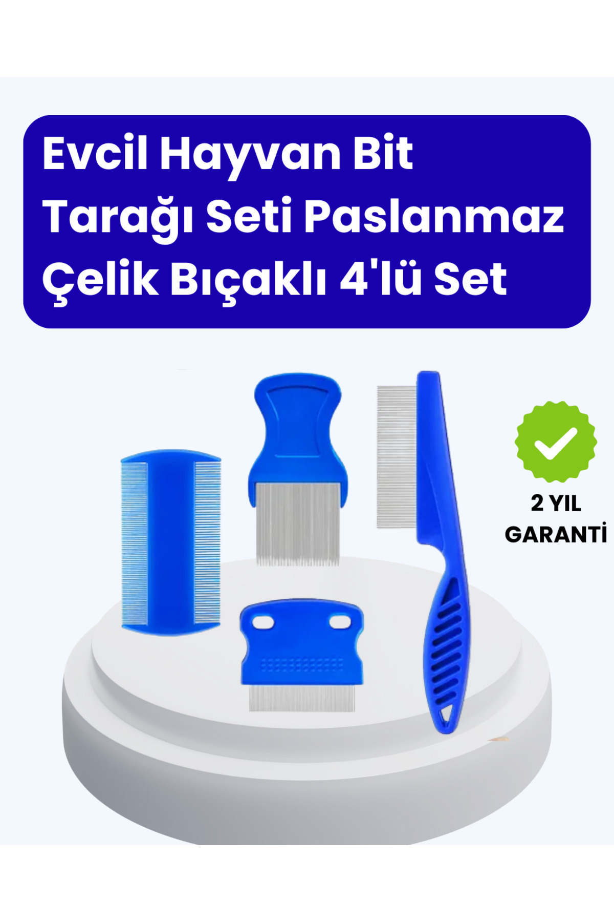 MEfty Evcil Hayvan Bakımı İçin Dayanıklı ve Çok Amaçlı Tarak Seti (4 Parça)