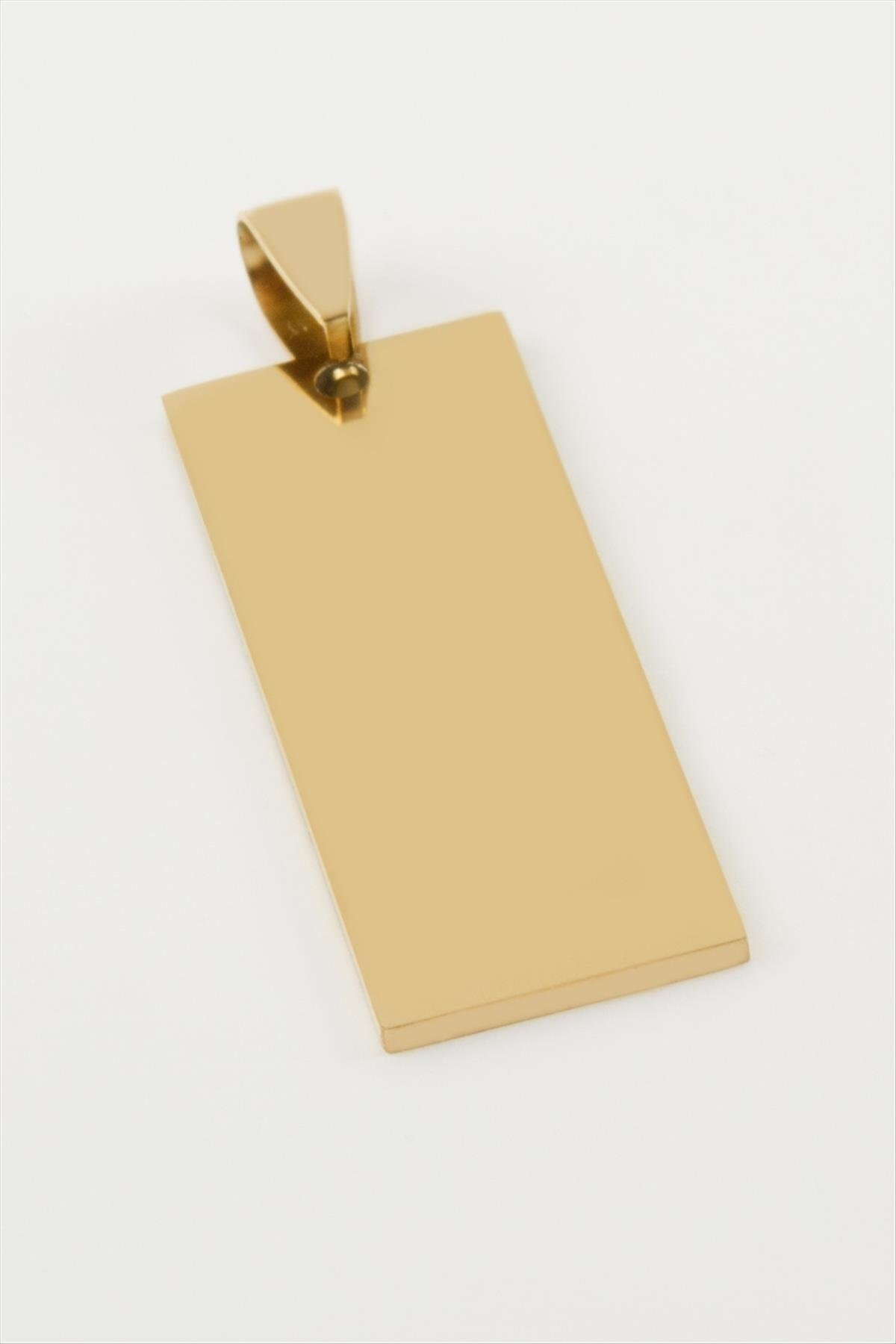 glovia bijuteri Dikdörtgen İsim Yazılabilir Çelik Kolye Ucu 1,6*3,5 cm