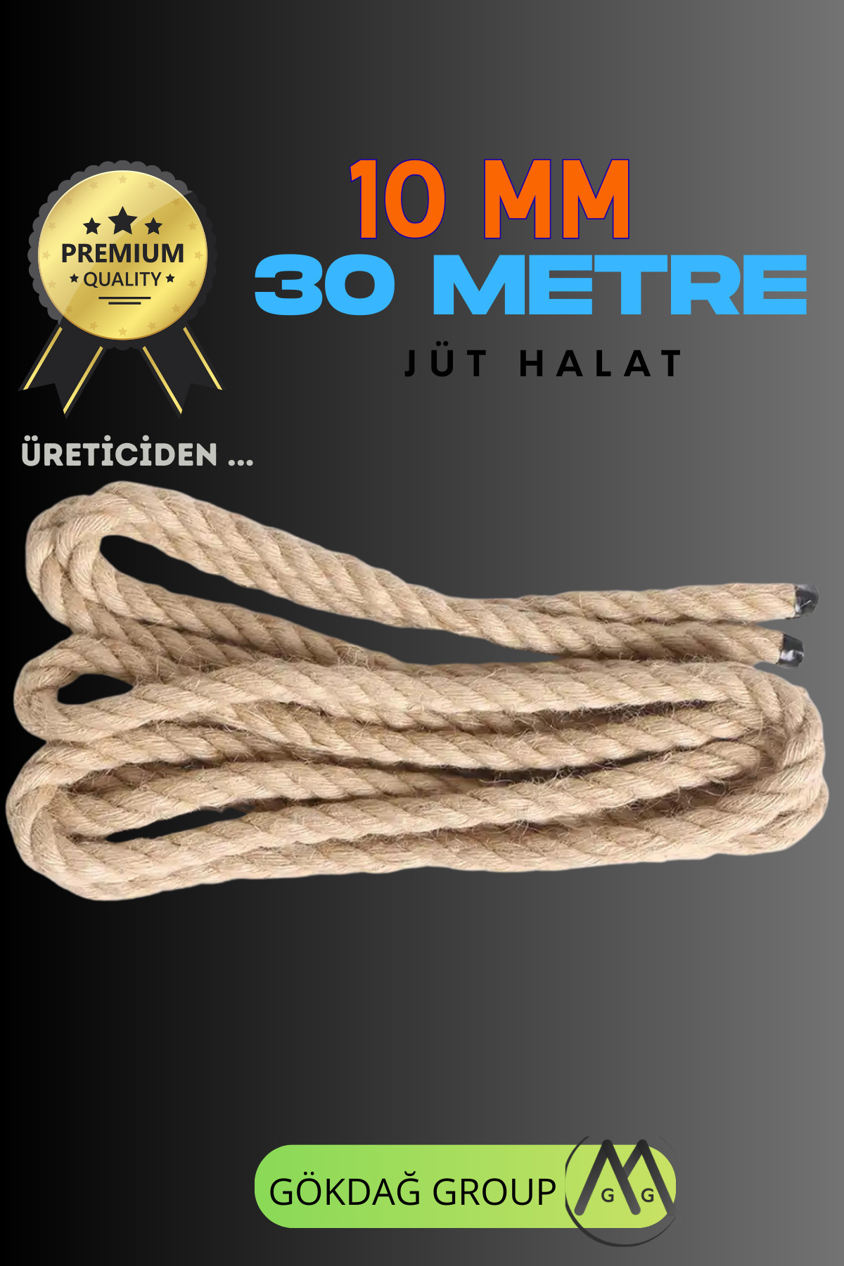 GÖKDAĞ GROUP 10 MM 30 Metre Jüt Halat Dekoratif Hasır İp Urgan Maket