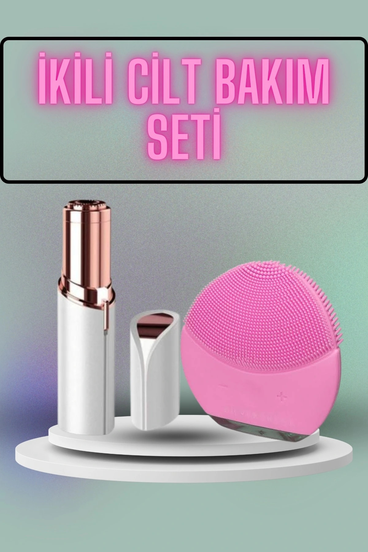 shopwave KAŞ BIYIK VE YÜZ EPİLASYON ALETİ VE TİTREŞİMLİ YÜZ TEMİZLEME MASAJ ALETİ İKİLİ SET