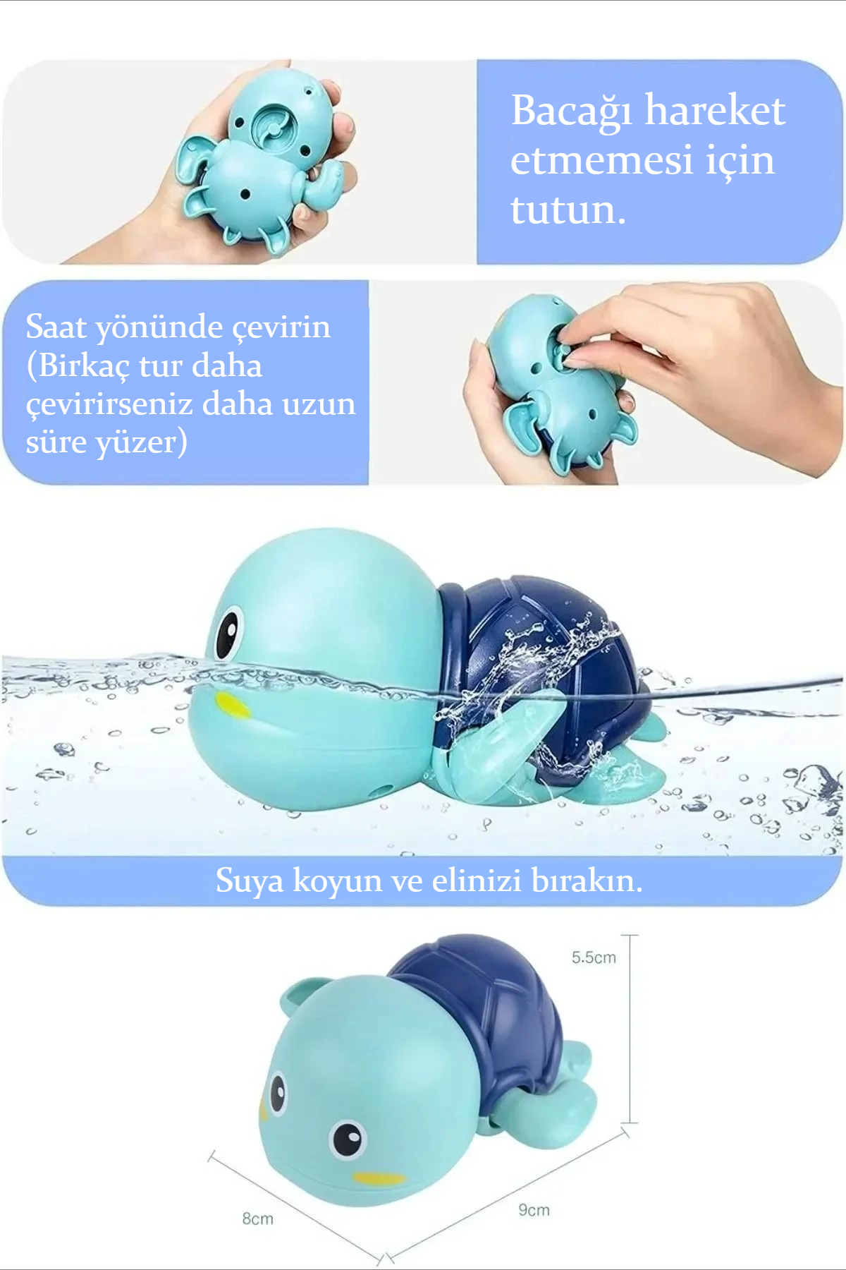 BBSKY Kurmalı Kaplumbağa Bebek Banyo Oyuncağı – Suda Yüzen Sevimli Su Oyunu El Göz Gelişim Oyuncağı fotoğrafı 6 (önizleme)
