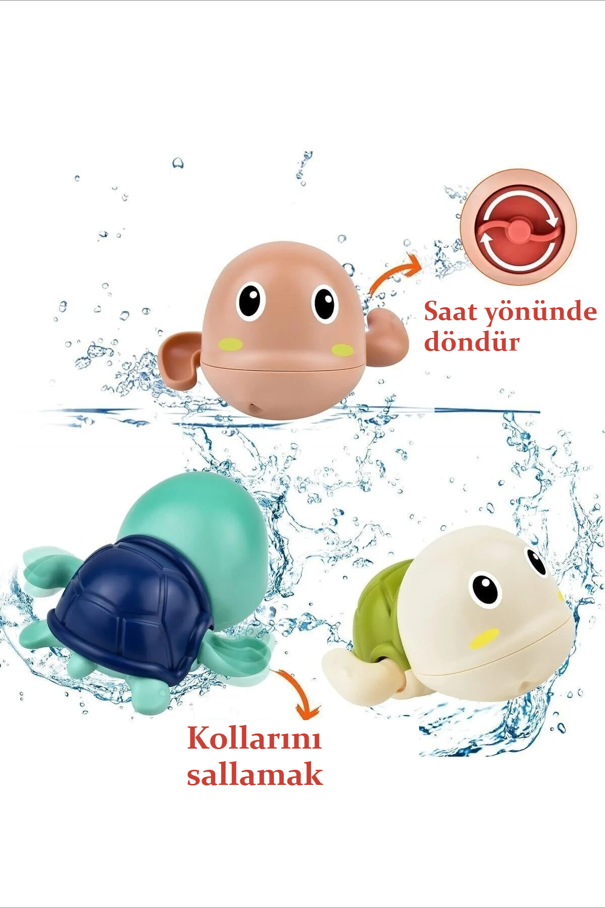 BBSKY Kurmalı Kaplumbağa Bebek Banyo Oyuncağı – Suda Yüzen Sevimli Su Oyunu El Göz Gelişim Oyuncağı fotoğrafı 5 (önizleme)
