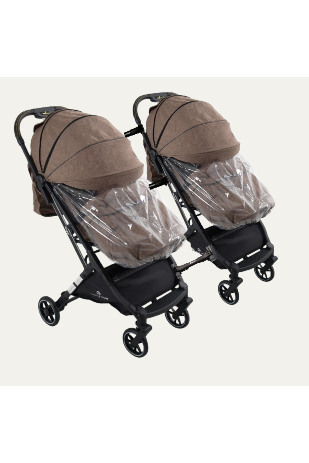 TURHAN BEBE Yan Yana Birleştirmeli Kabin Boy İkiz Bebek Arabası Ayak Örtüsü + Yağmurluk +Taşıma Çanatası Hediye fotoğrafı 3 (önizleme)