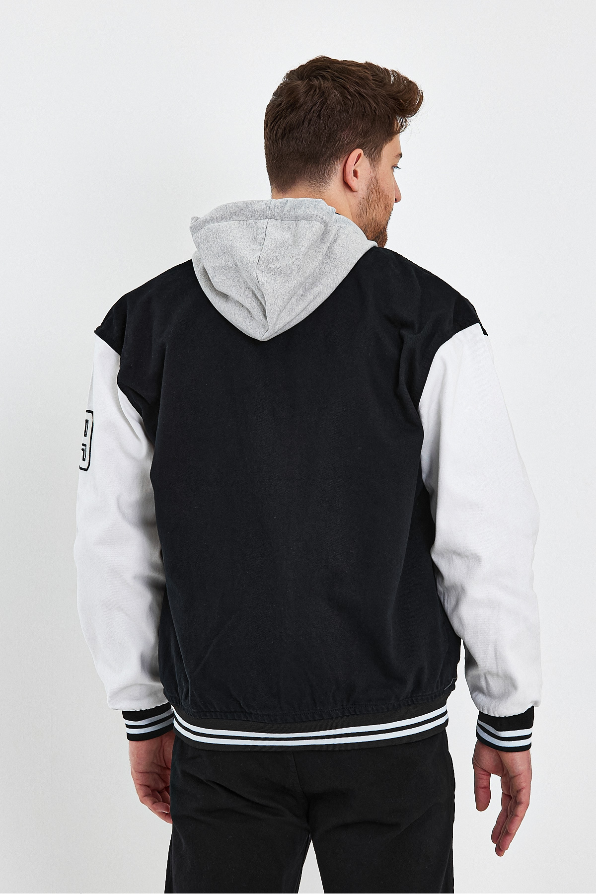 DAMGA JEANS  Erkek Oversize Kışlık Kalın Siyah Kot Kolej Mont - Görsel 3