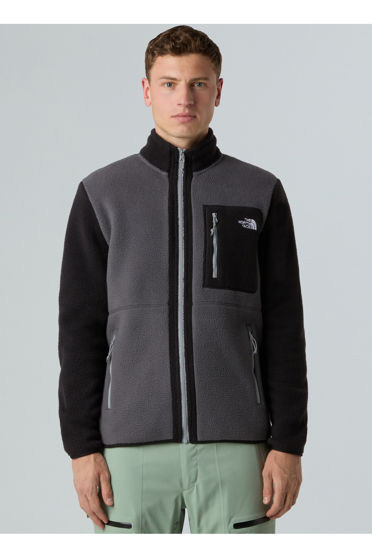 نورث فیس سویشرت مردانه ساده استاندارد NF0A883RWVO1-M YUMIORI FULL ZIP یقه خاکستری زیپ دار