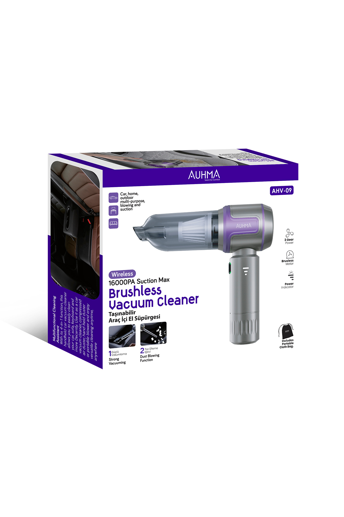 Genel Markalar AHV-09 Kablosuz Taşınabilir Araç İçi El Süpürgesi