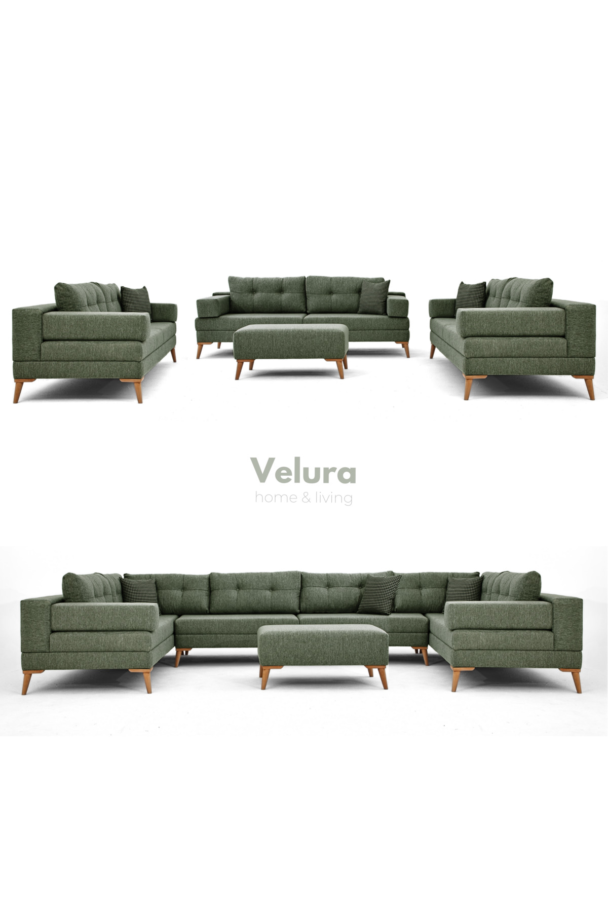 Velura Home & Living Zeri 3+3+3 Yataklı Puzzle Modüler U Köşe