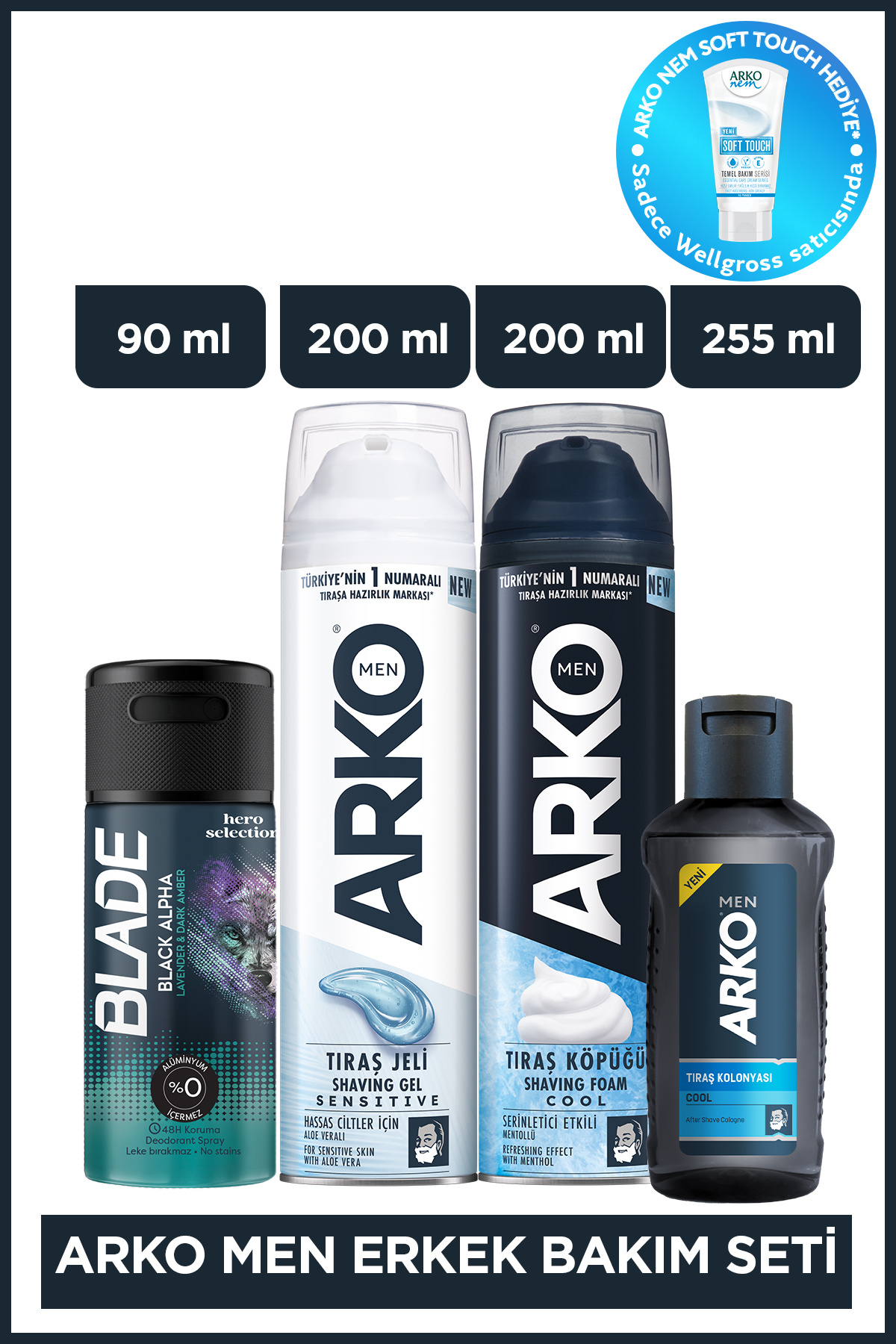 Blade Black Alpha Erkek Deodorant 90 Ml & Arko Men Erkek Tıraş Seti