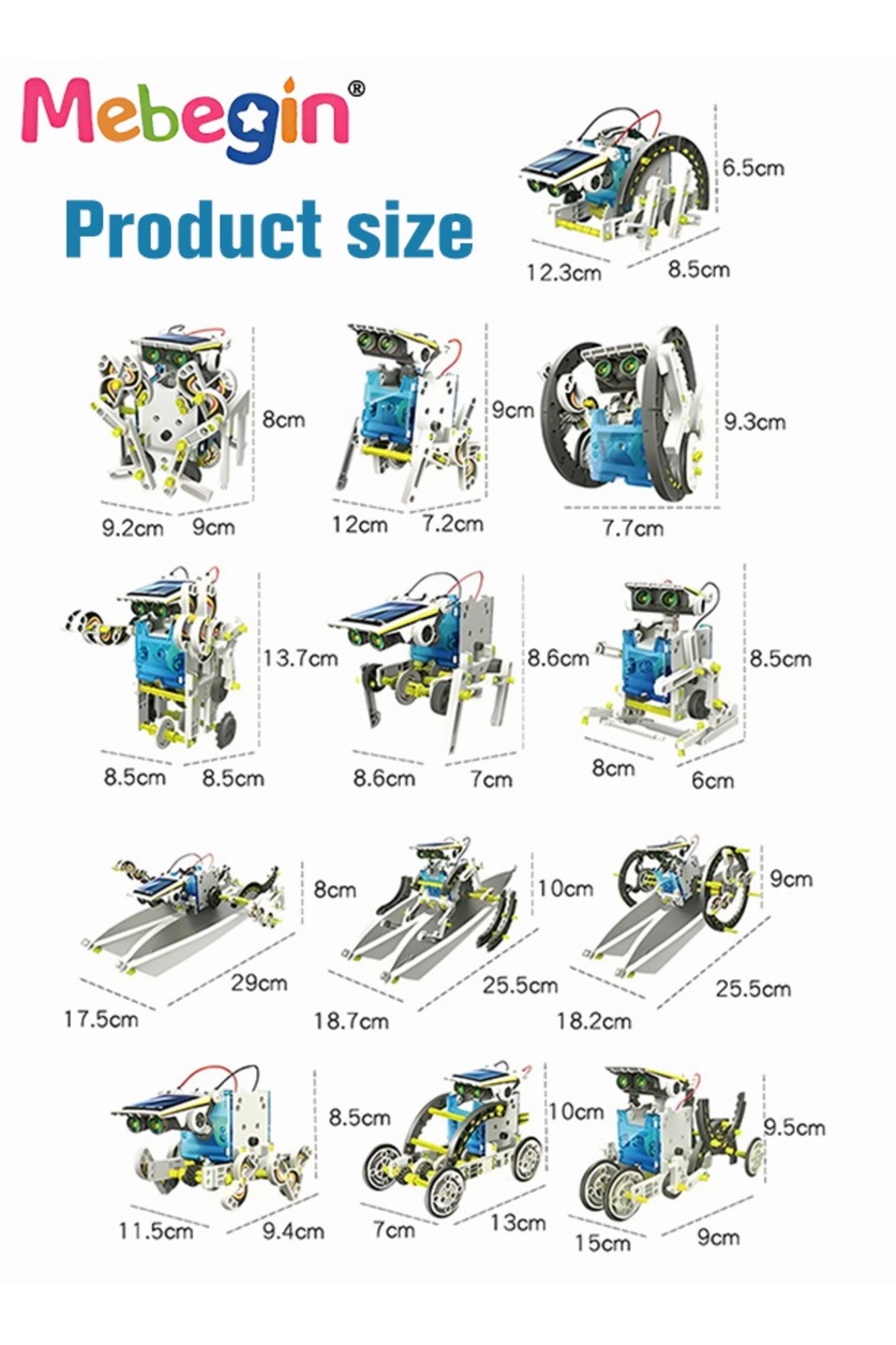 کیت آموزشی ساخت رباتهای خورشیدی ۱۳ در ۱ STEM، اسباببازی علمی، آزمایش آموزشی، رباتیک DIY، اسباببازی خورشیدی