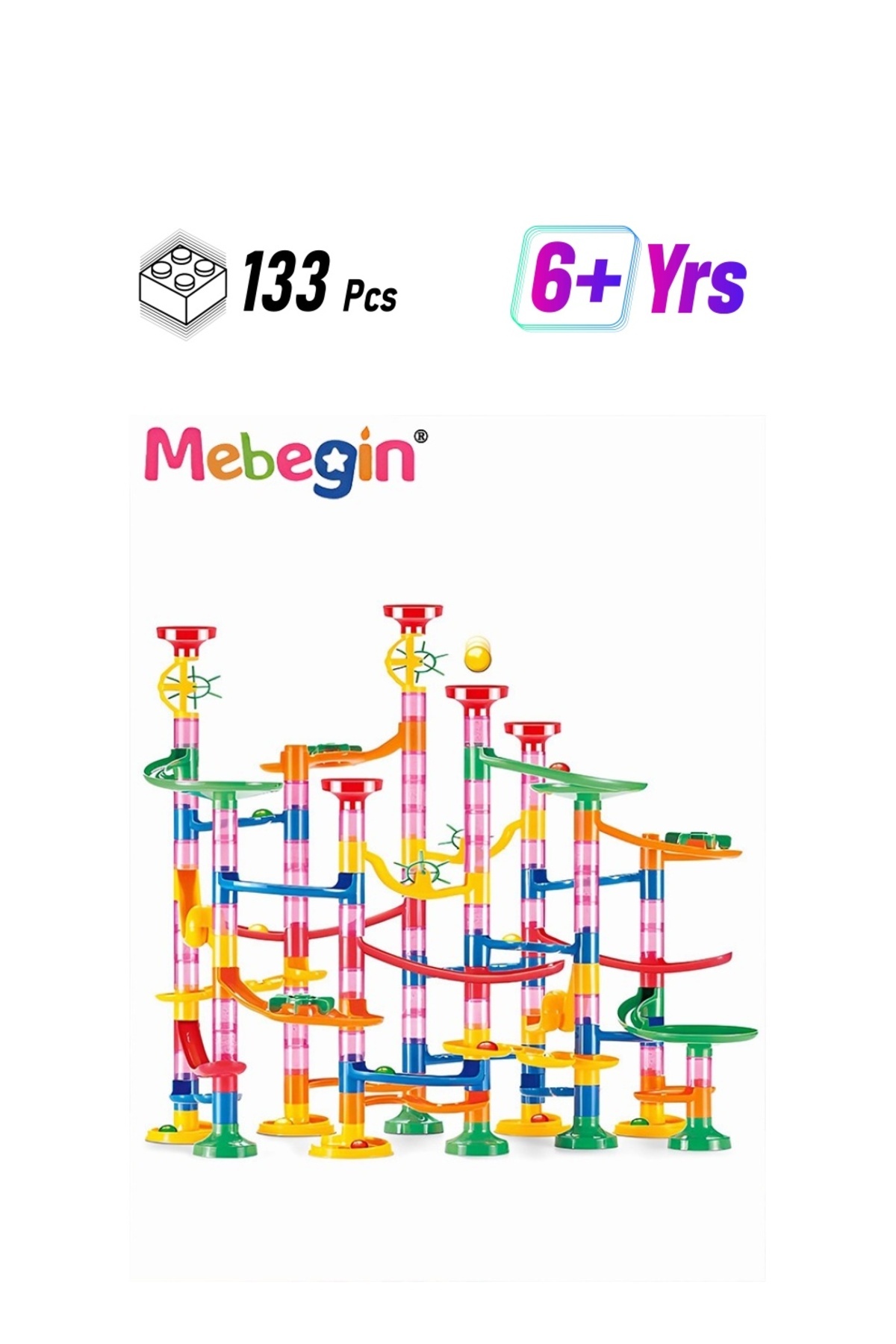 مجموعه ماربل ران ۱۳۳ تکه بلوک‌های ساختمانی، بلوک‌های سه‌بعدی چیدنی، اسباب‌بازی ریل، مونتاژ DIY M