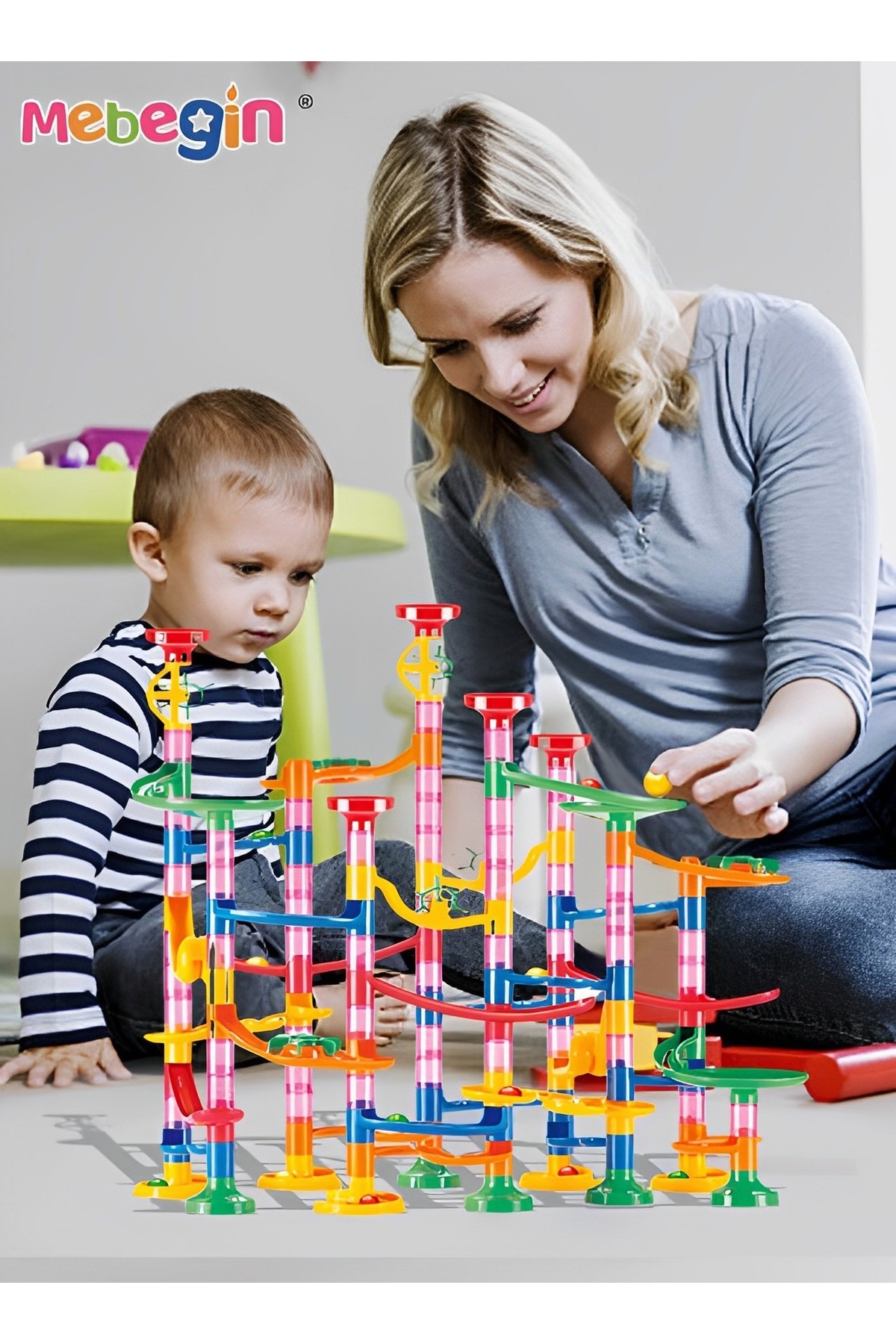 مجموعه ماربل ران ۱۳۳ تکه بلوک‌های ساختمانی، بلوک‌های سه‌بعدی چیدنی، اسباب‌بازی ریل، مونتاژ DIY M