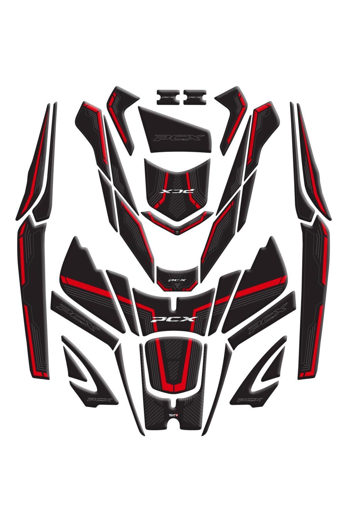 Redline Grafik Honda PCX 2025 Karbon Kırmızı Full Set