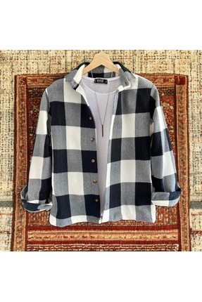 tiggir moda Erkek Kareli Polar Gömlek Regular Kalıp