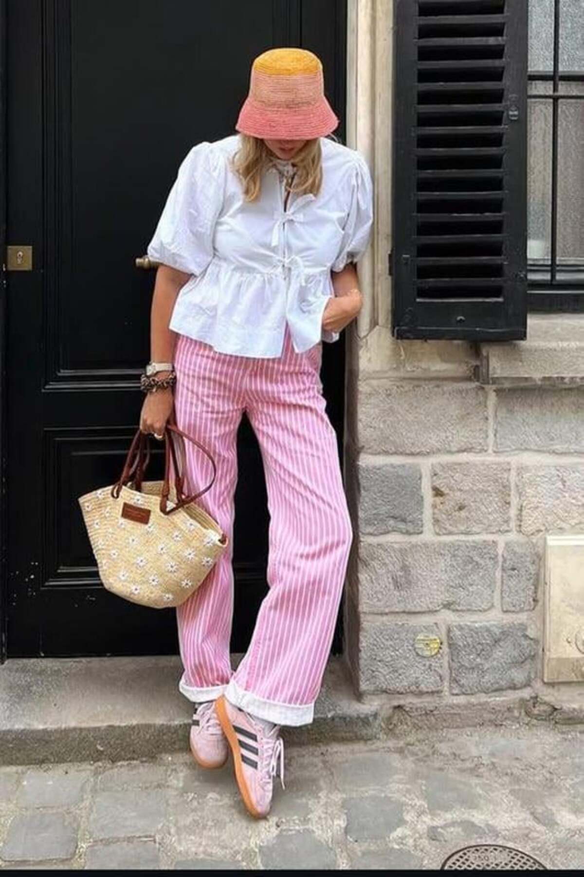 Seeh  Pembe Çizgili Kadın Jean Pantolon SH315 - Görsel 6