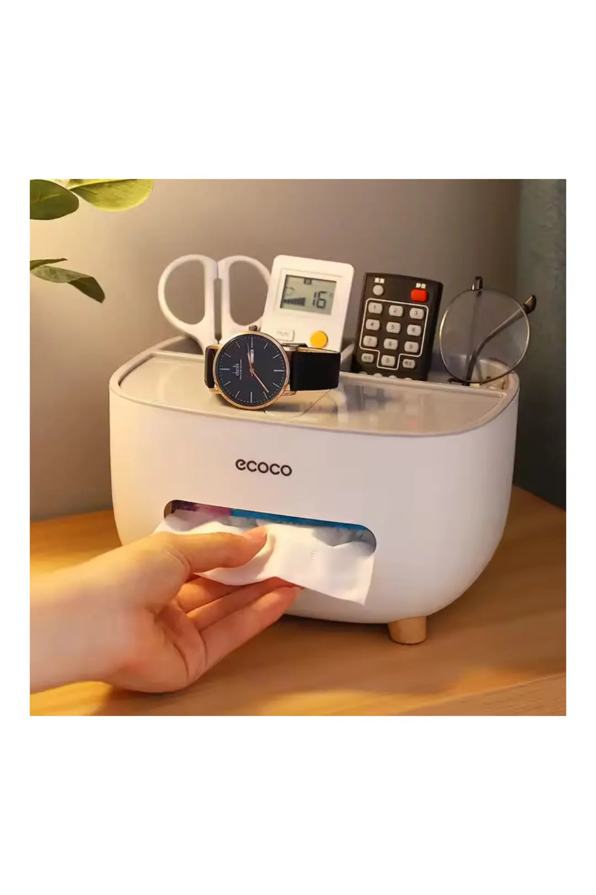 ECOCO Suport Șervețele Cu Cutie Multifuncțională, Organizator Pentru Baie Sau Birou - One Size