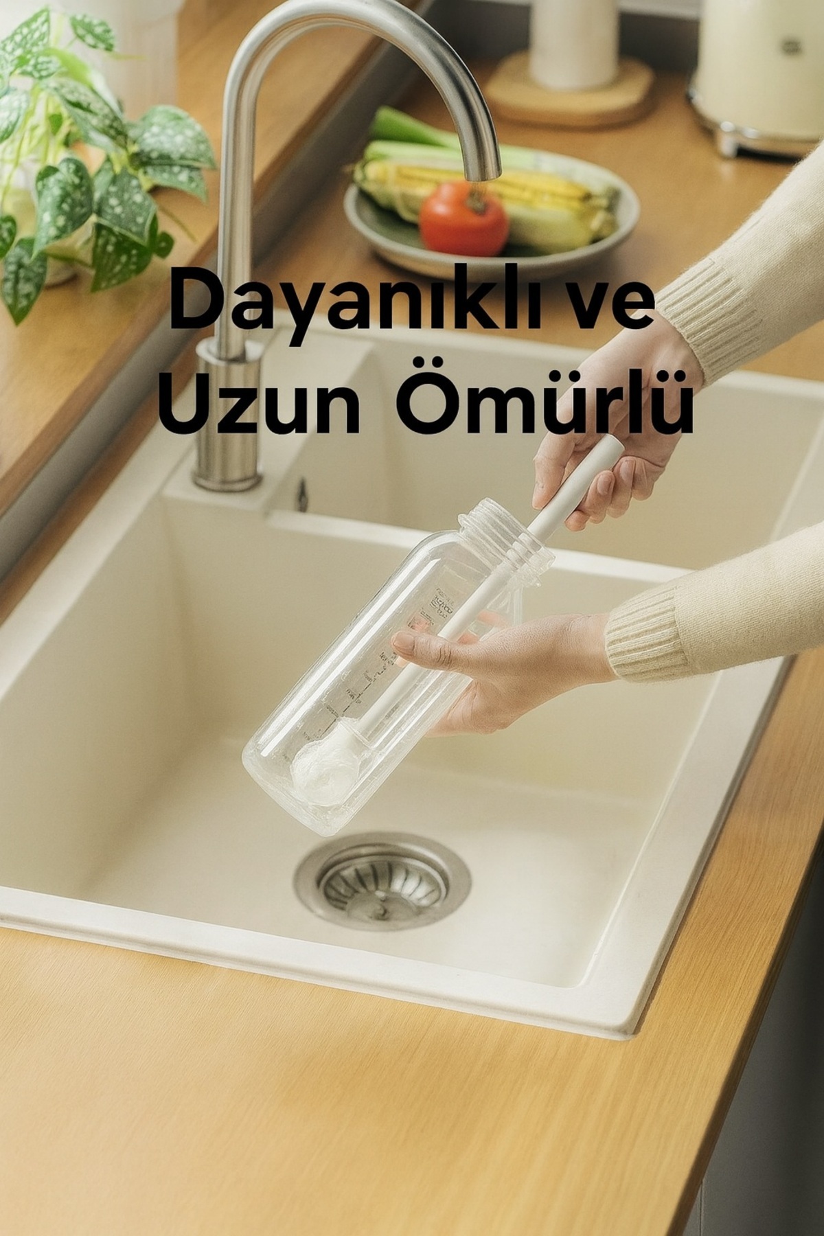 poswicon Uzun Saplı Silikon Biberon Ve Kavanoz Yıkama Fırçası 1 adet