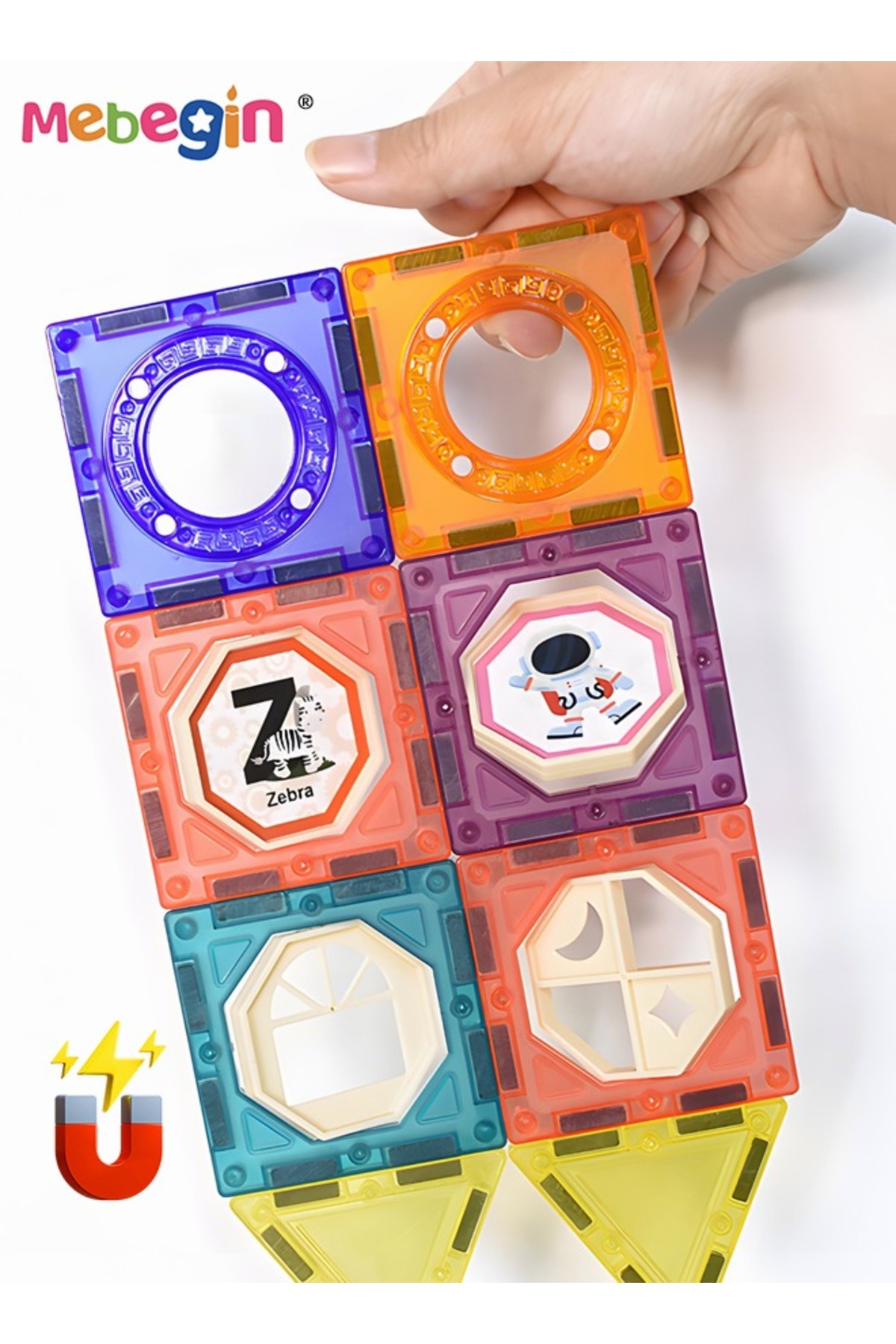 ۱۱۱ عدد بلوک ساختمانی رنگی با چراغ برای کودکان، ورق مغناطیسی سه‌بعدی مونتاژ کودکان