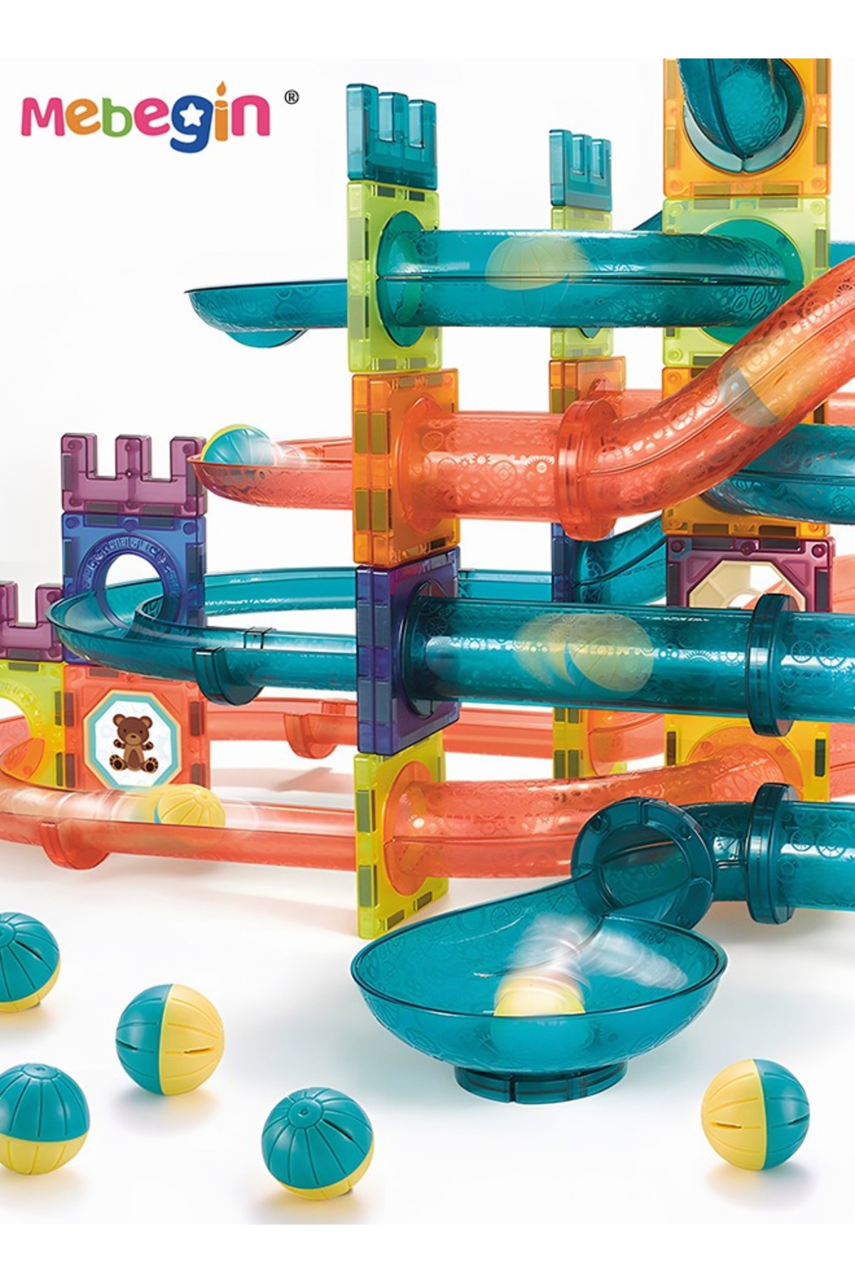 ۱۱۱ عدد بلوک ساختمانی رنگی با چراغ برای کودکان، ورق مغناطیسی سه‌بعدی مونتاژ کودکان