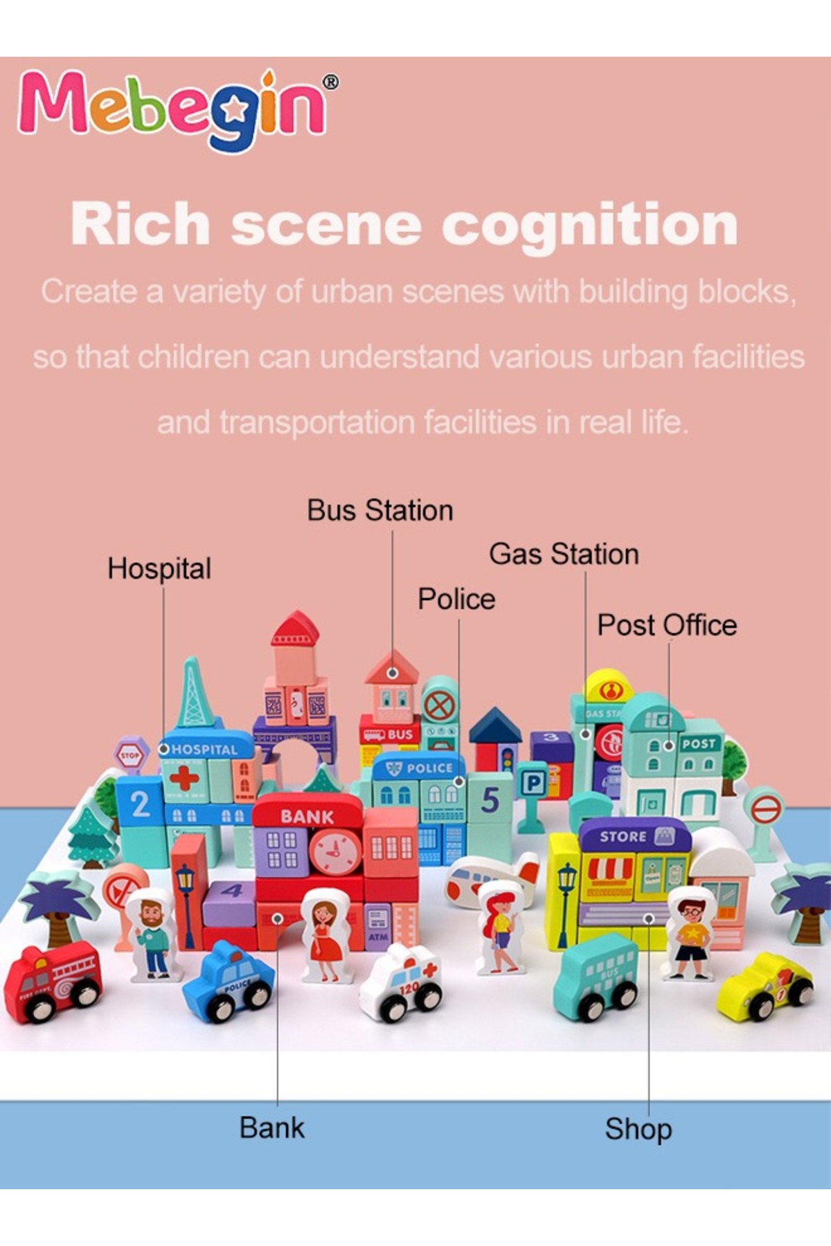 ست ۱۰۸ تکه بلوک ساختنی با سطل نگهداری، اسباببازیهای ساختنی رنگارنگ، اسباببازیهای آموزشی، D