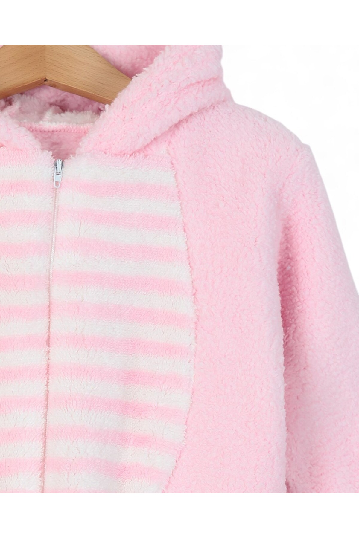 Egelite Kız Bebek 0-9 Ay Kapüşonlu Kulak Detaylı Tavşan Temalı Fermuarlı Welsoft Kışlık Kalın Tulum fotoğrafı 5 (önizleme)