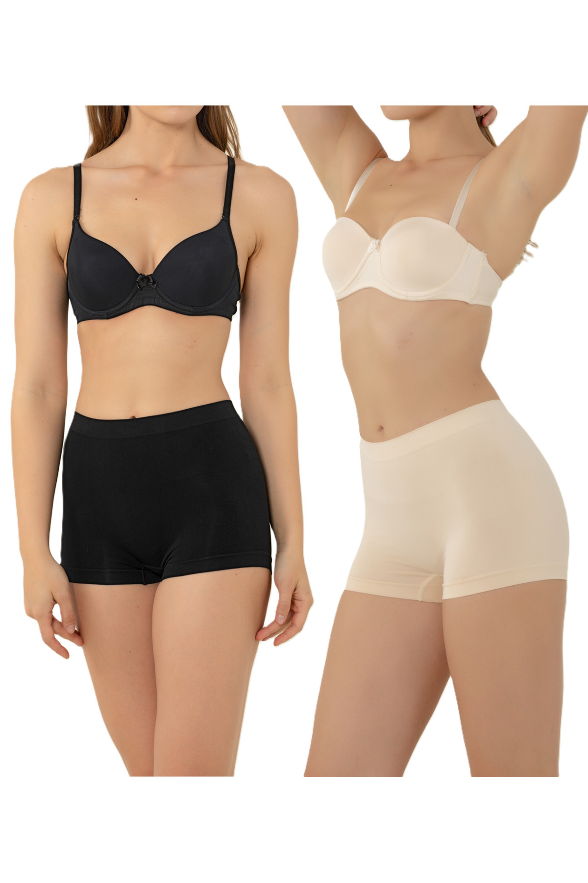 Doremi Dikişsiz Seamless Kadın Boxer 2 Renk Siyah - Ten