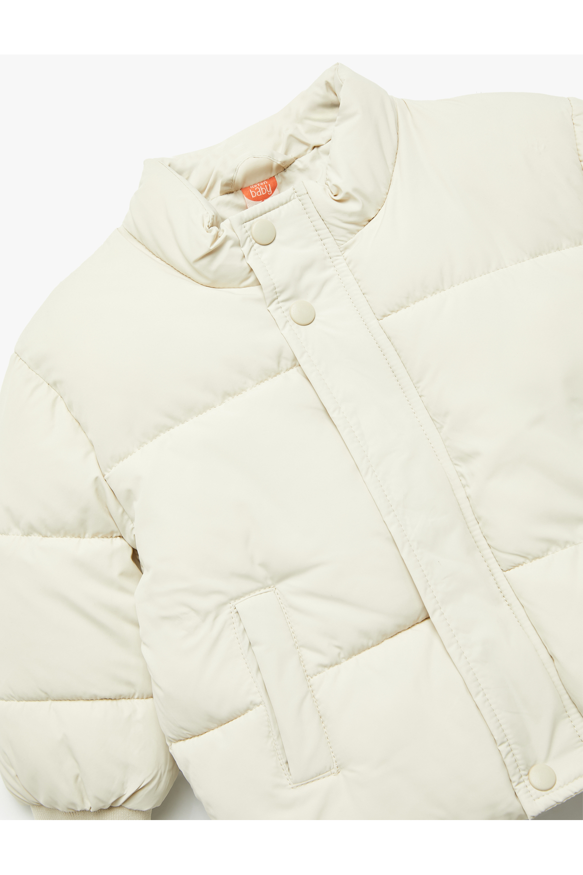 Koton Uzun Kollu Cepli Pamuk Astarlı Dik Yaka Şişme Mont fotoğrafı 4 (önizleme)