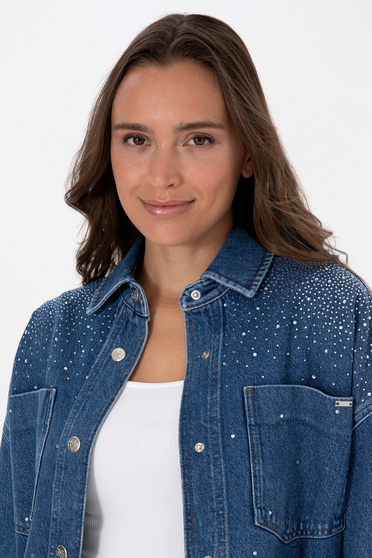 U.S. Polo Assn. Kadın Mavi Jean Gömlek 50312347-DN0022 görsel 2